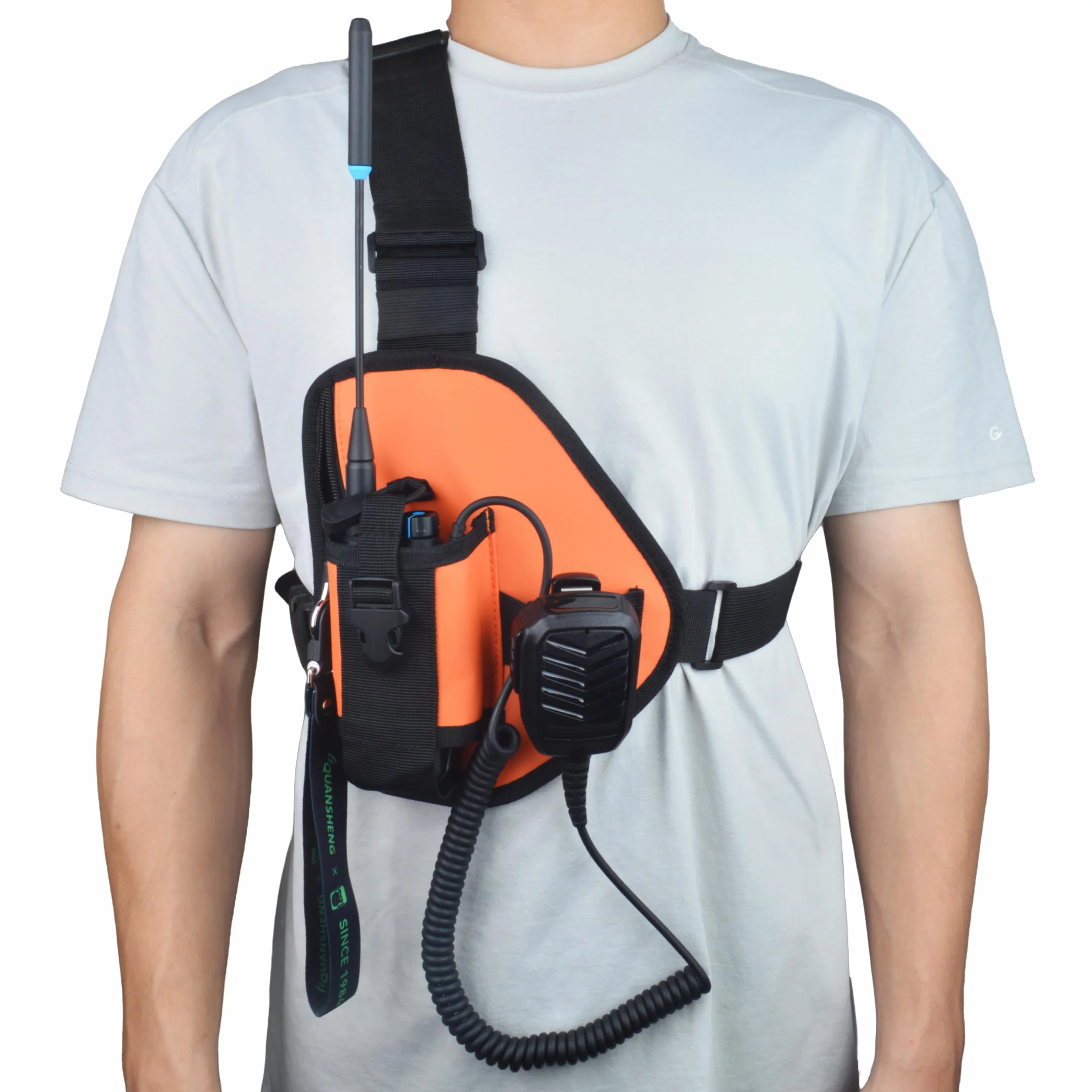 UAYESOK Pettorina per walkie talkie, tasca porta radio, universale, portatile, con cinturino in nylon regolabile, per radio bidirezionale Motorola Baofeng Icom Midland President, Arancione, Modernità