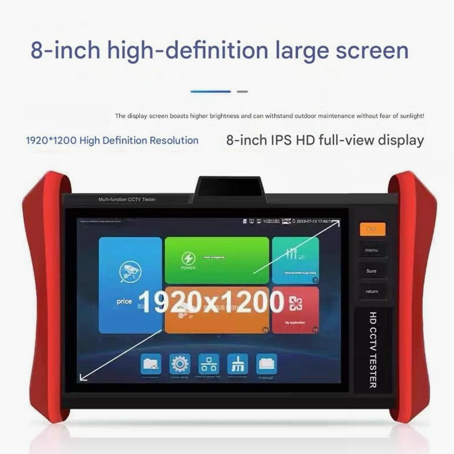 Tester per analizzatori CCTV Network Compute Project IPC-T80-LCR Tester di videosorveglianza for telecamere rete (HDMI+VGA) con touch screen/display LCD