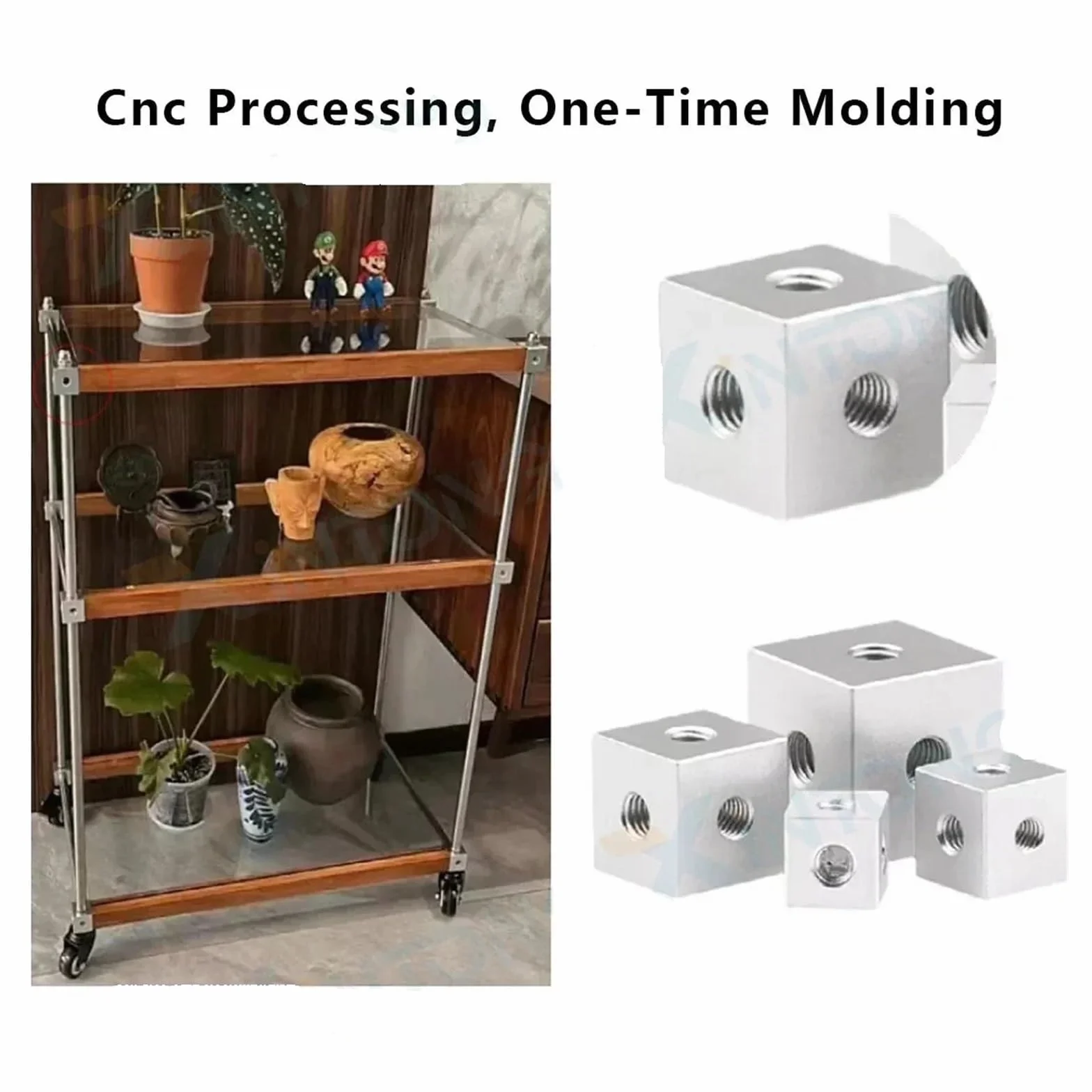 Cubo connettore staffa di fissaggio distanziatore quadrato distanziatore a T 6 vie in lega di alluminio anodizzato M3 M4 M5 M6 M8 M10 5 pezzi