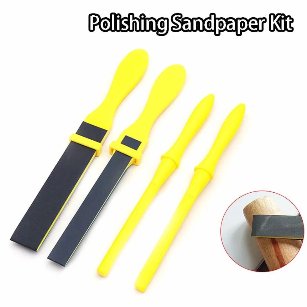 Carta vetrata rotolo per levigare legno metallo, kit bastoncini plastica, 4 pezzi