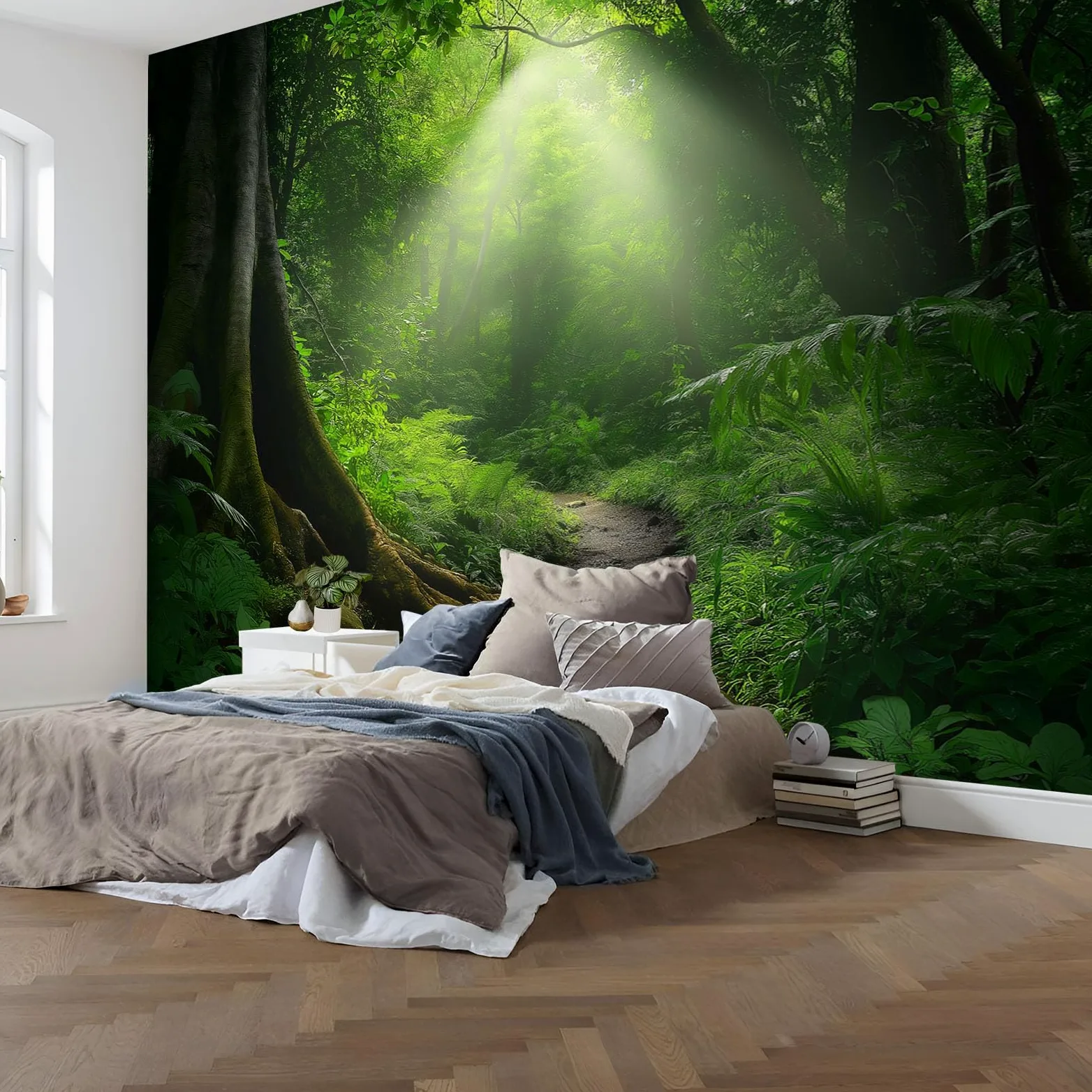 Carta Da Parati Fotografica Foresta di soleBellezza naturale In Stile Poster Giganti Da Parete, Fotomurale Carta Parati 350 x 256 cm Murale, Decorazione Da Muro Per Soggiorno