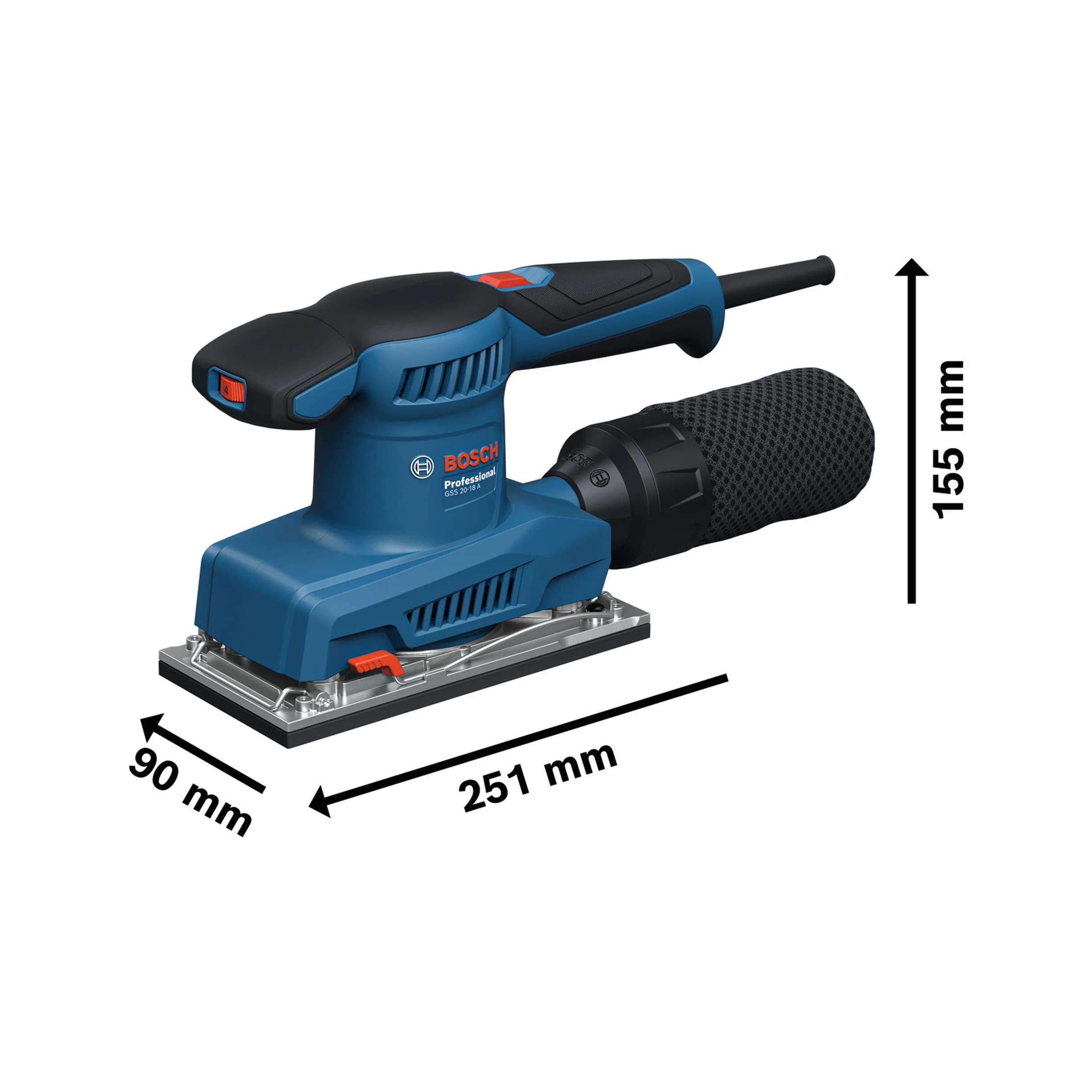 Bosch Professional Levigatrice orbitale a filo GSS 20-18 A (incl. sacchetto raccoglipolvere, piastra perforata)