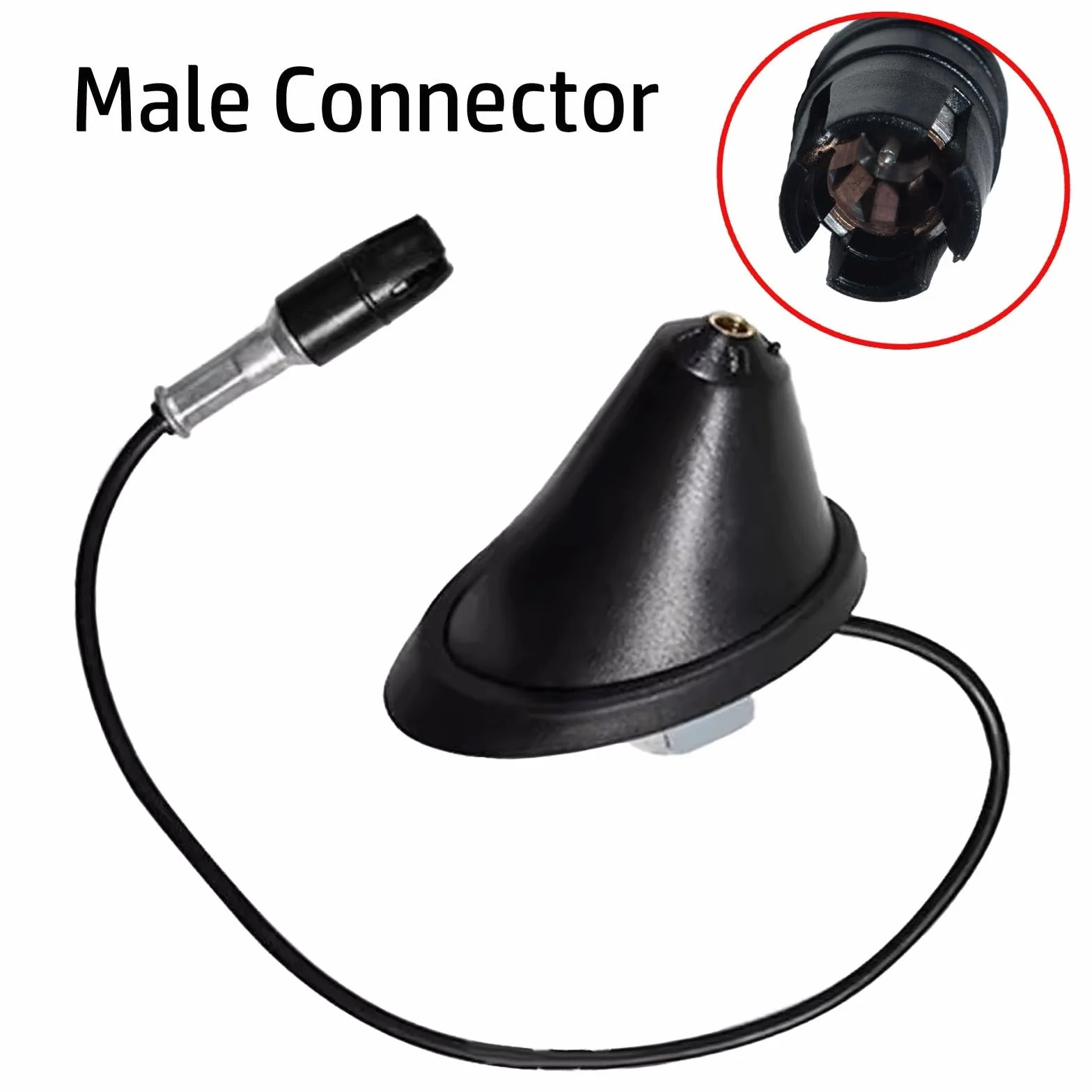 Base per antenna con connettore maschio (parte # 51908657), costruzione in plastica premium, ricambio diretto per Fiat 500, Panda (2004-2011)