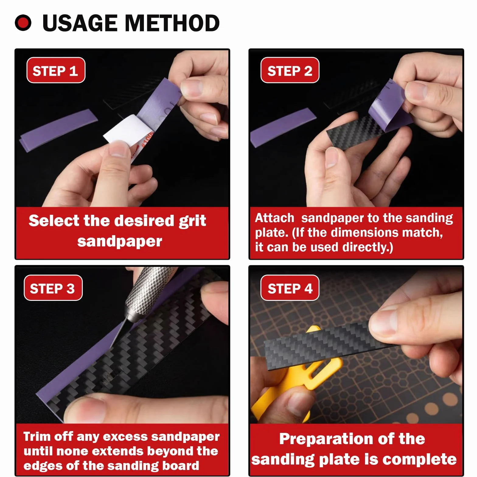 ABEST 7 barre abrasive in fibra di carbonio 5/15/20 mm + 4 pezzi set levigatura modellismo