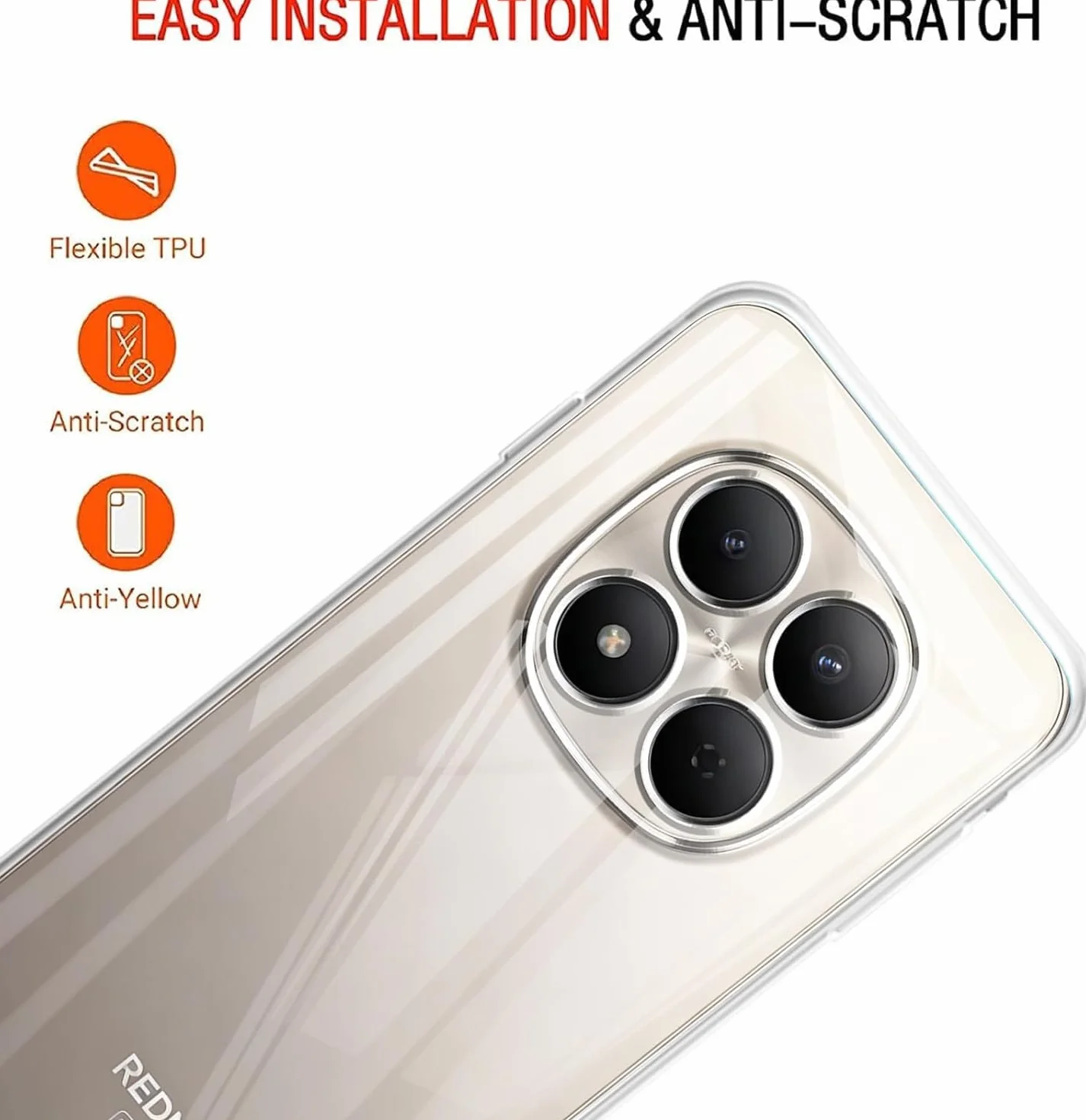 Captor Cover Xiaomi Redmi Note 15 Pro 5G, Custodia Trasparente in Silicone Morbido, Sottile, Anti-Graffio, Protezione Fotocamera, Anti-Ingiallimento, Resistente per Cover Redmi Note 15 Pro 5G