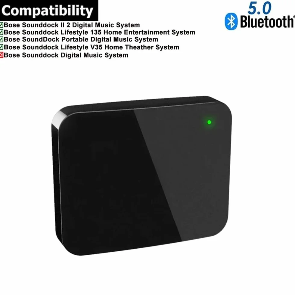 Bluetooth 5.0 A2DP Audio Musica Adattatore Stereo Ricevitore per Bose Sounddock iPhone iPad iPod Dock Speaker 30Pin iPhone iPod Dock Speaker, non adatto per vecchi sounddock1