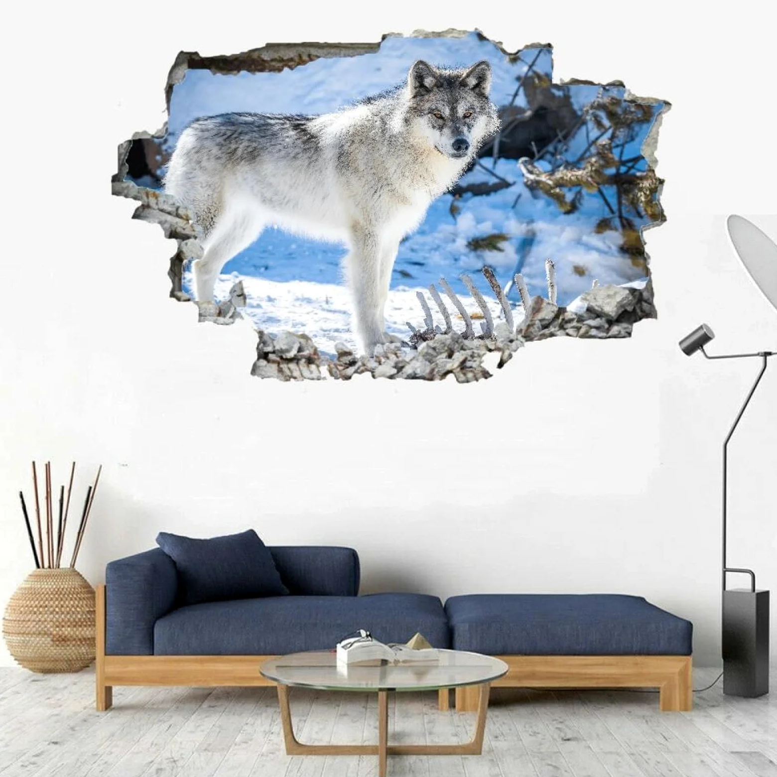 Decorazione Da Parete 3D, Lupo Stanza Delle Autoadesivo Della Parete Smontabile Neve Decalcomanie Per Camera Da Letto Per Bambini Nursery Decorazioni Per Matrimoni Regalo 80x120cm