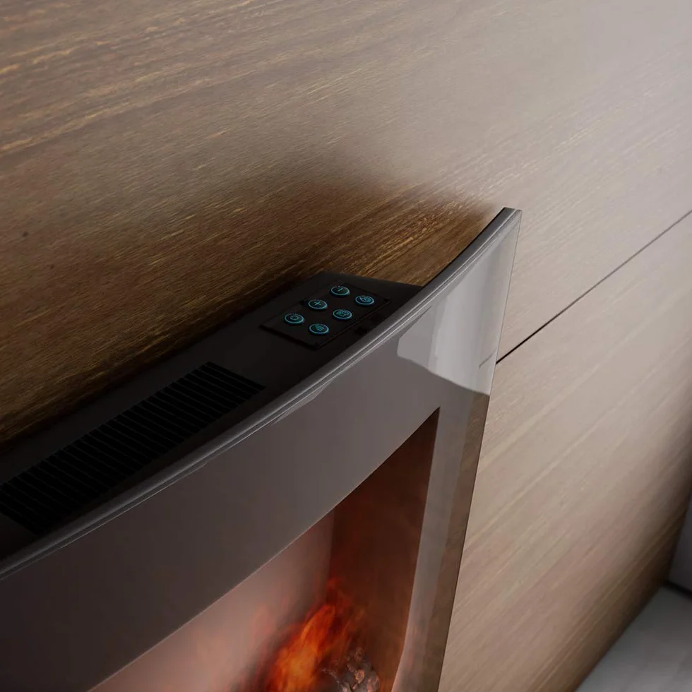 Cecotec Cheminée électrique Ready Warm 2200 Curved Flames 2000W 22" 20m² Télécommande Panneau curve verre trempé