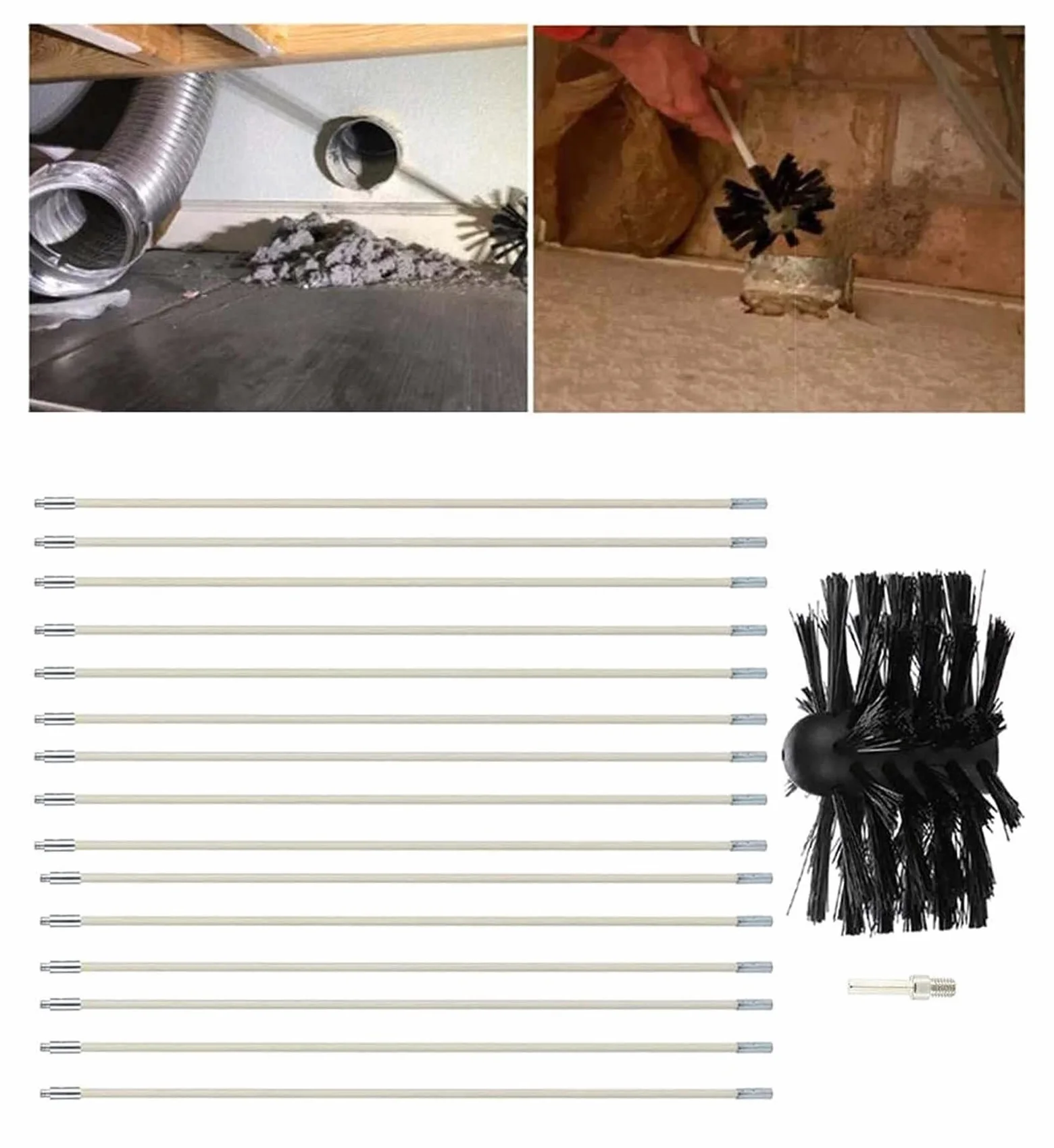 Kit Camino Che Include 6/9/12/15 Aste Flessibili, Set Spazzacamino, Spazzacamino For Pulizia Canna Fumaria For Pulire La Canna Fumaria E Lo Sfiato Del Condotto, Facile Da Usare Kit pulizia camino ( Co
