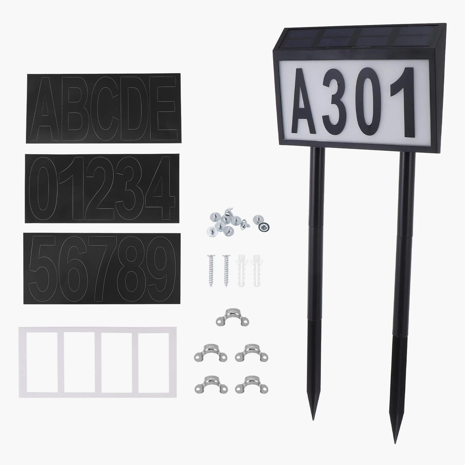 DOITOOL Lampada Solare da Terra per Numero Civico 10 Led, Alimentazione 1200mah, Materiale Abs e Pc, Illuminazione Automatica e Montaggio Facile per Hotel e Centri Commerciali