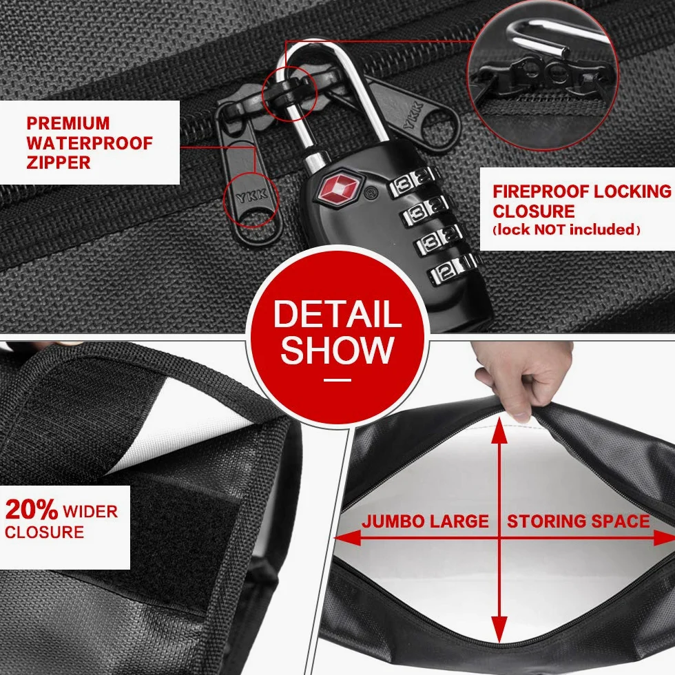 ROLOWAY Grande borsa ignifuga (43,2 x 30,5 x 14,7 cm), ignifuga, per documenti e oggetti di valore