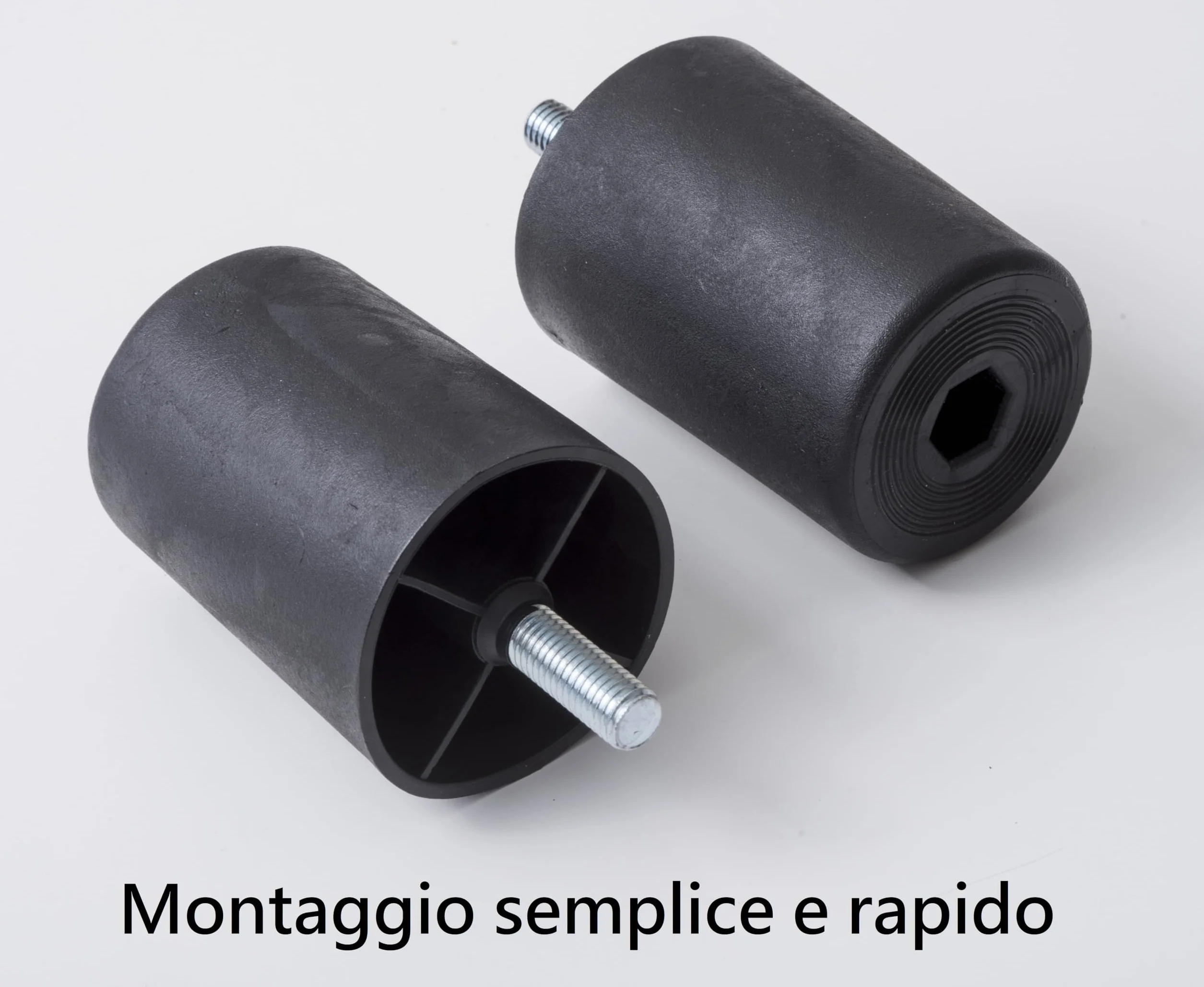 IPEA Set di 4 Piedini in Plastica Nera per Divani e Mobili 80 mm