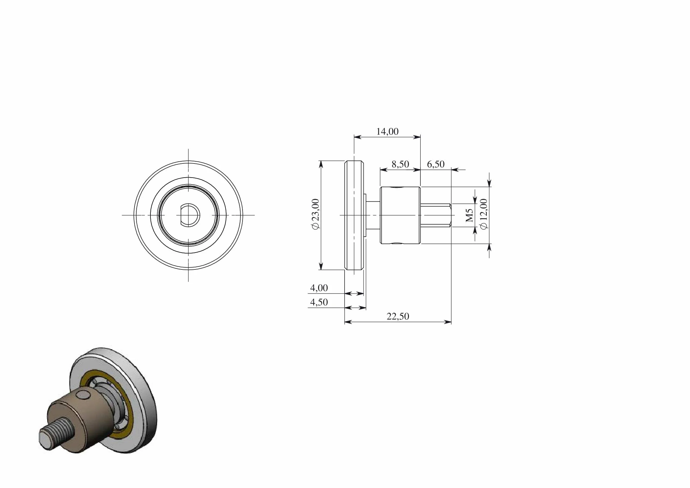 Kit 2 Pezzi Ricambio Snodo Cuscinetti Box Doccia 23x4x22.4 M5 Ottone