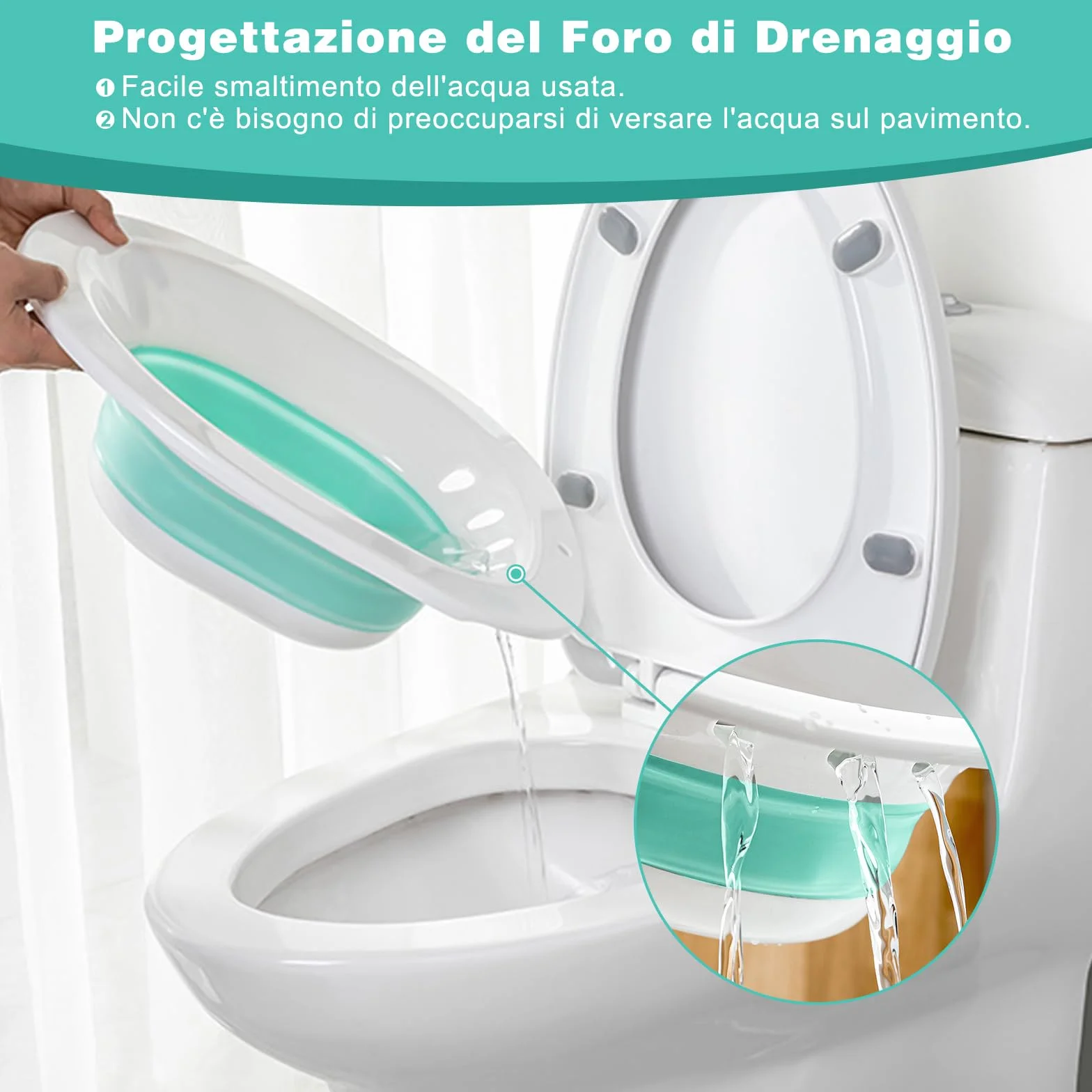 Bidet Portatile per WC per Emorroidi Vasca da Bagno Pieghevole Sedile Donne Incinte Anziani Verde
