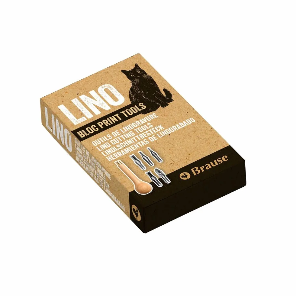 Brause 891B - Kit di apprendimento della linoleografia che comprende un manico in legno, 5 sgorbie e un estrattore