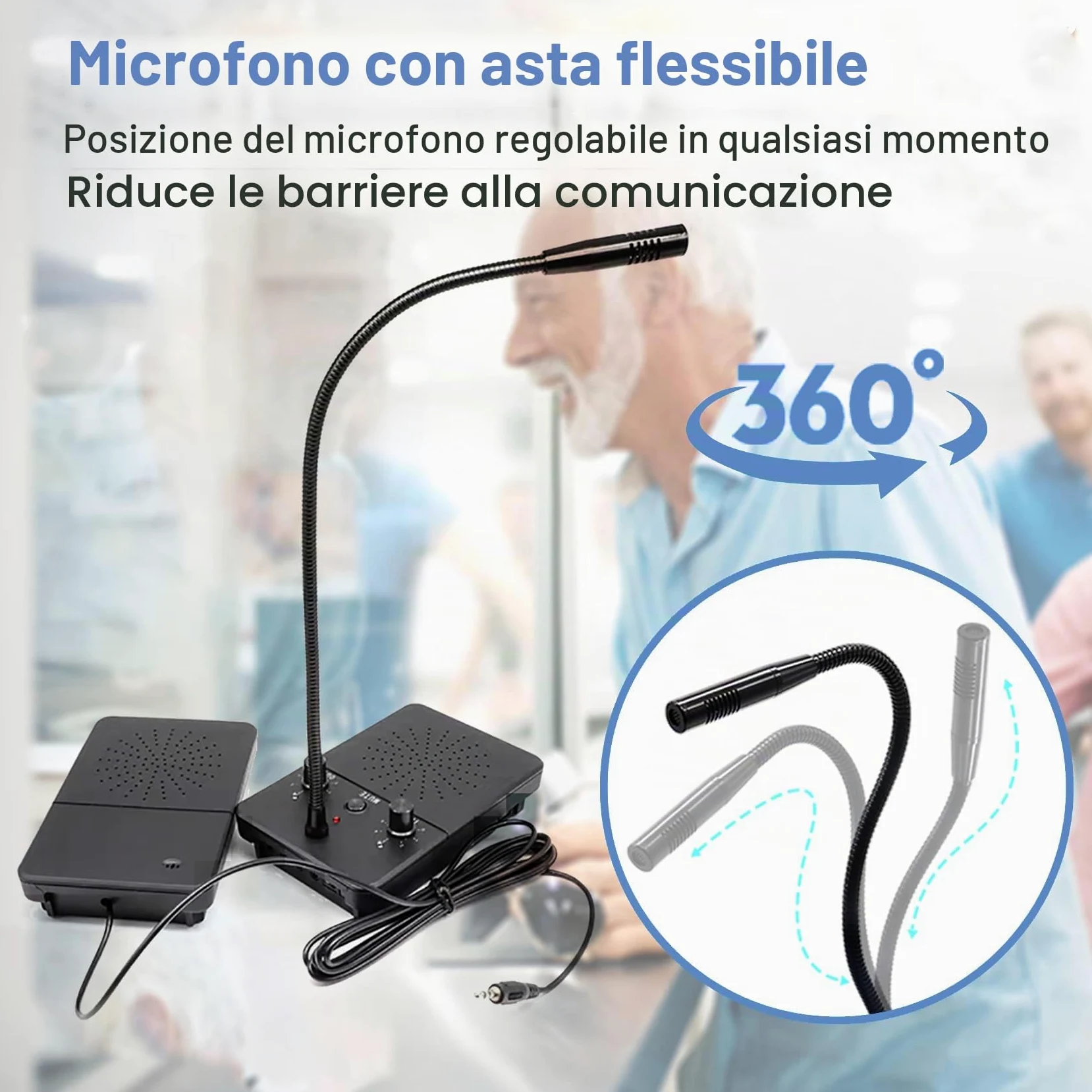 5 Watt Citofono Da Finestra, Interfono Finestra, Citofono Da Banco Bidirezionale,Microfono Interfono Ufficio,Citofono Per Ufficio,Microfono Vetro Sportello(2 Way/Funzione Silenziosa/Anti-Interferenza)
