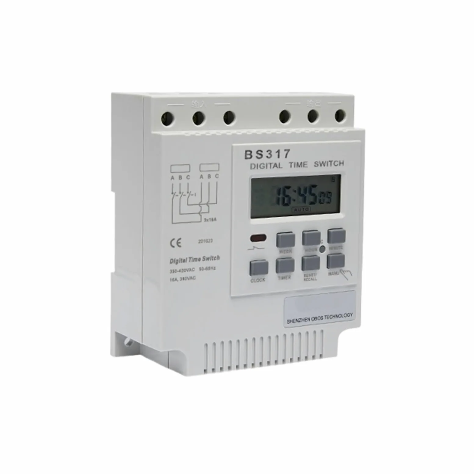 RWRAPS microcomputer Interruttore Timer Timer DIN con Interruttore programmabile trifase 415VAC 25A con 16 Volte di accensione/spegnimento al Giorno, intervallo di impostazione dell'ora 1min-168H