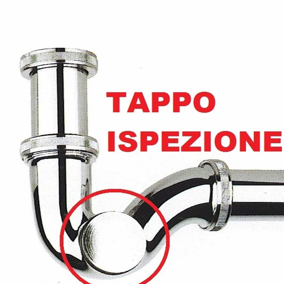 Sifone di Scarico per Bidet Sospeso Acciaio Cromato Attacco Universale 1"1/4