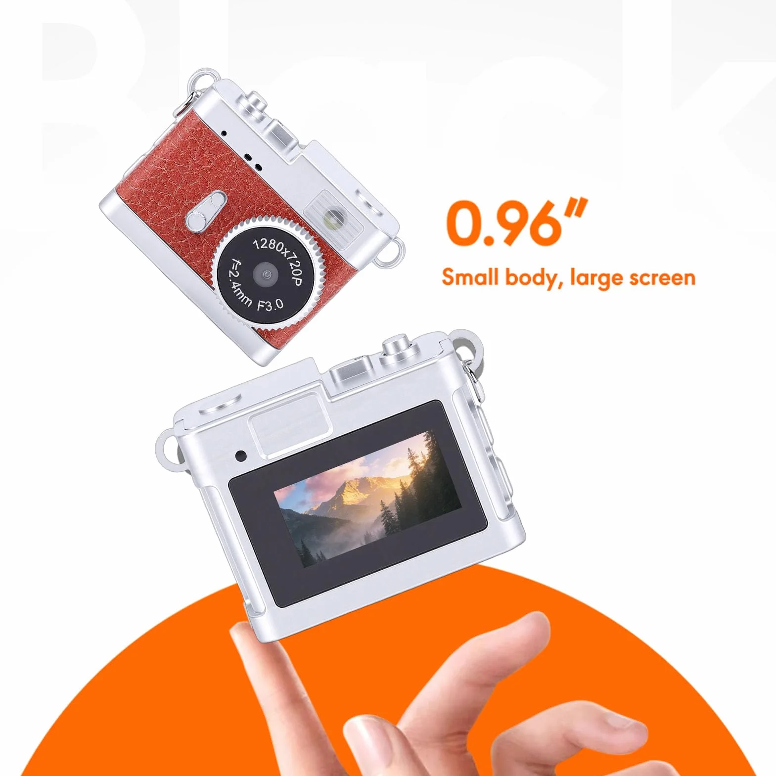 Topiky Mini Fotocamera Portachiavi, Videocamera CCD per Fotocamera Digitale retrò HD con Schermo da 0,96 Pollici Luce LED 4 Filtri, per la Registrazione di Studi di Viaggio (Marrone vintage)