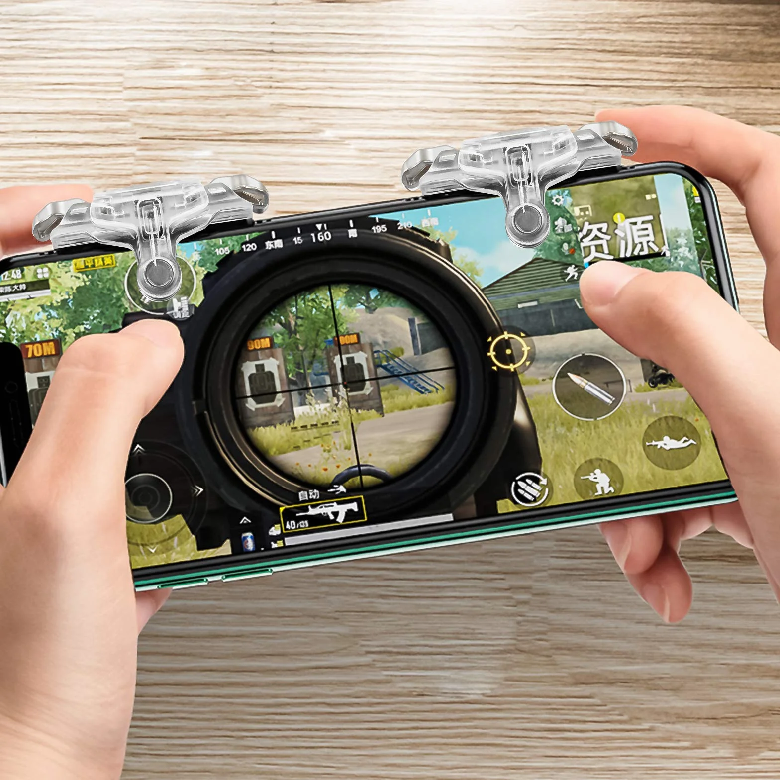 Newseego PUBG Mobile Trigger Controller,Versione Aggiornata PUBG Gaming Mobile Trigger,Pulsanti Chiave per Sparatutto a Fuoco Sensibile Trigger per PUBG/Re Della Gloria per IOS&Android-Trasparente