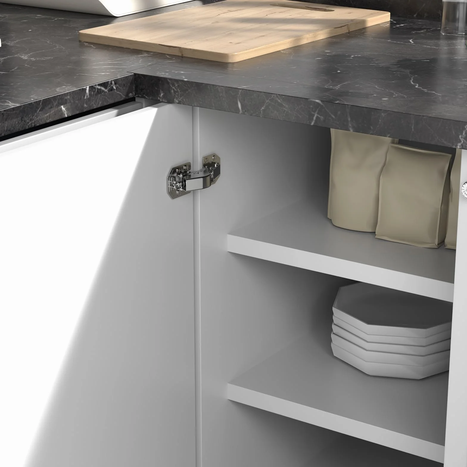 Furniware 4 cerniere Softclose a 90° per ante dell'armadio, cerniere per armadio, senza preforatura, armadio da cucina, armadio, cerniera facile da installare, cerniera per mobili con ammortizzatore