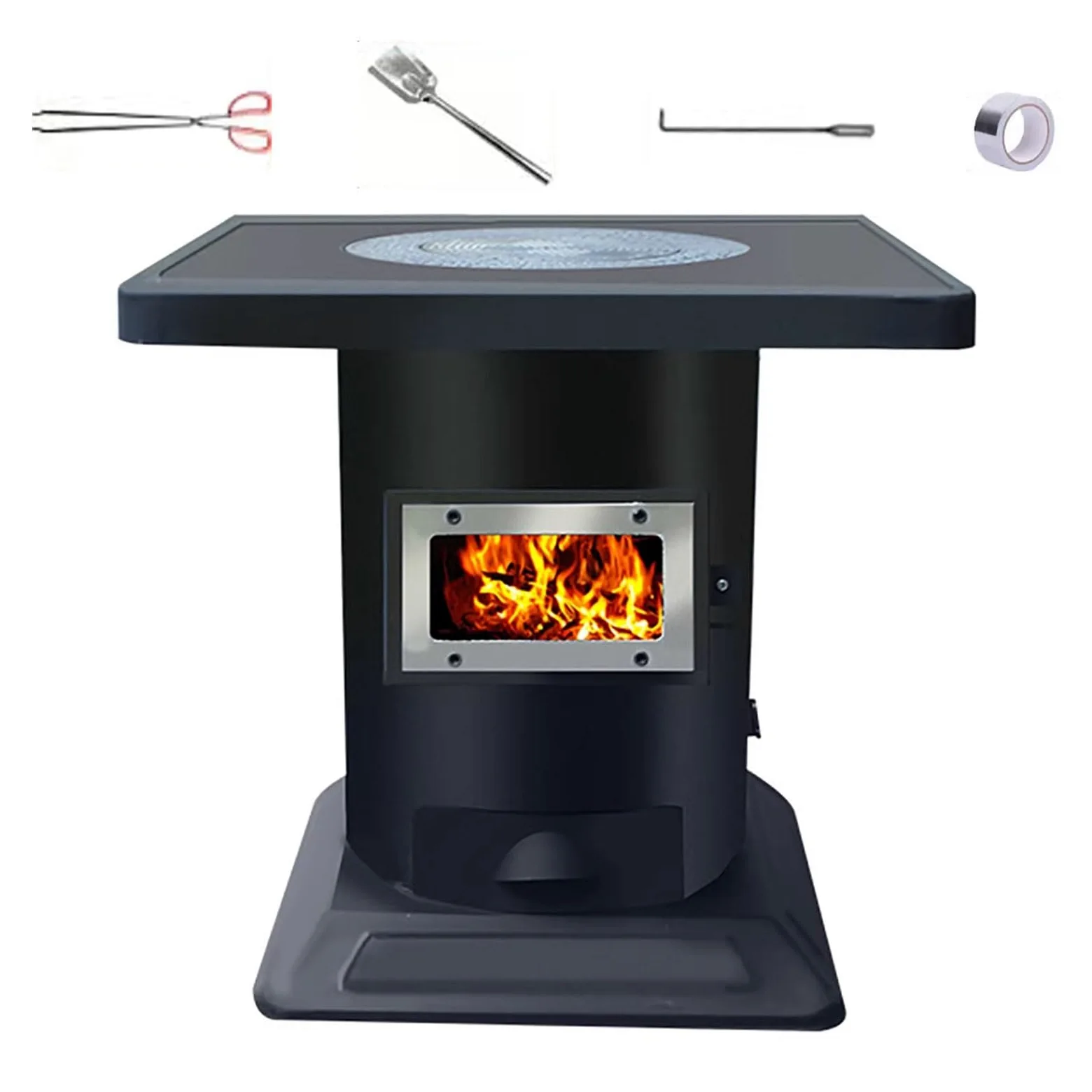 Stufa Da Esterno Stufa A Legna Con Forno Rivestimento Interno in Ghisa Include Pinza, Gancio E Spatola Adatto A Diversi Combustibili Cucine Da Campeggio