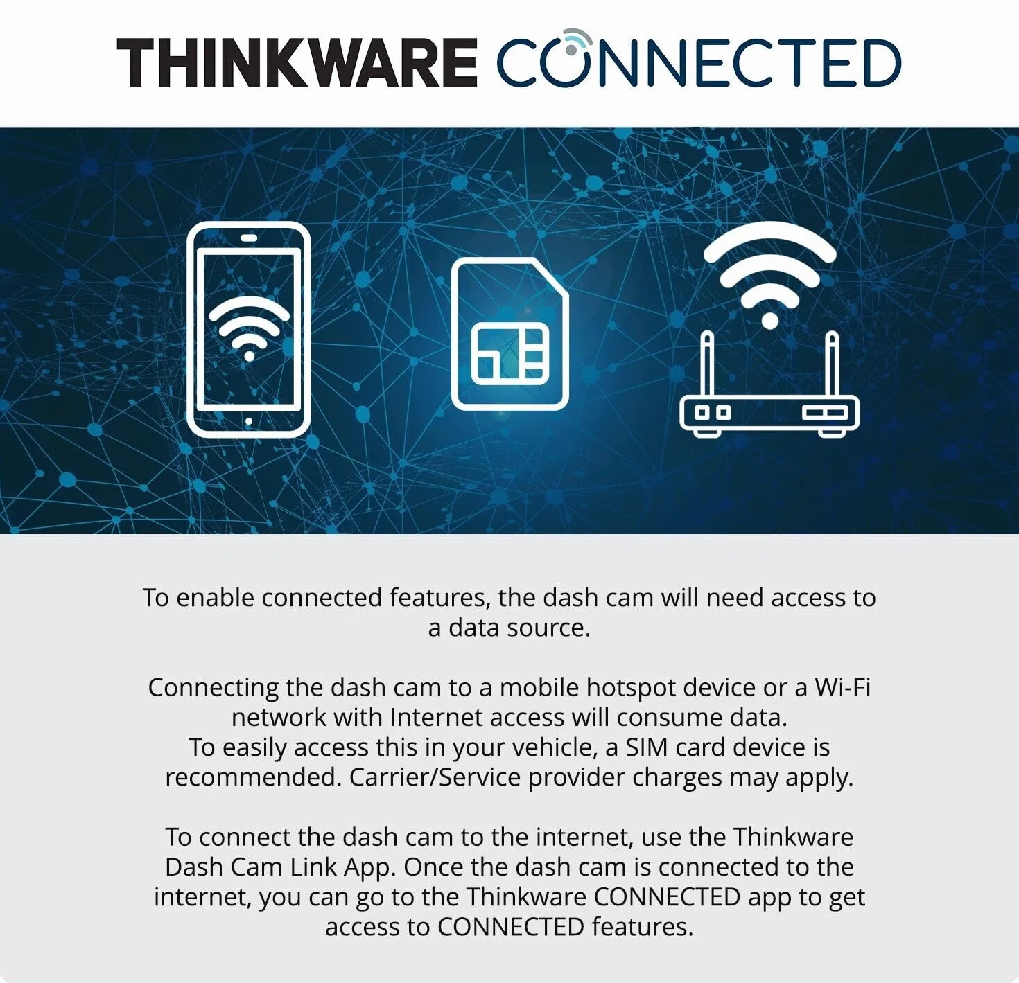 Thinkware Q850 Dash Cam QHD 1440p - Telecamera da cruscotto anteriore con super visione notturna, app connessa - Include cavo di alimentazione per batteria, modalità di parcheggio sicuro e scheda SD