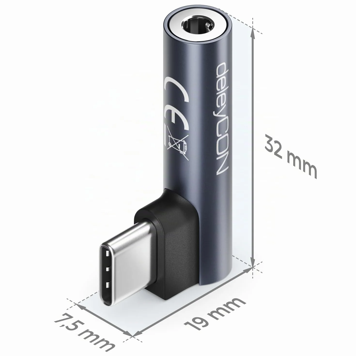 deleyCON Adattatore Audio USB-C su Jack 3,5 mm - per Cuffie, Musica, Chiamate e Microfono - Compatibile con Smartphone, Tablet, Headset e Speaker - per iPhone 17/16/15, iPad, Galaxy S25/S24/A16/A56