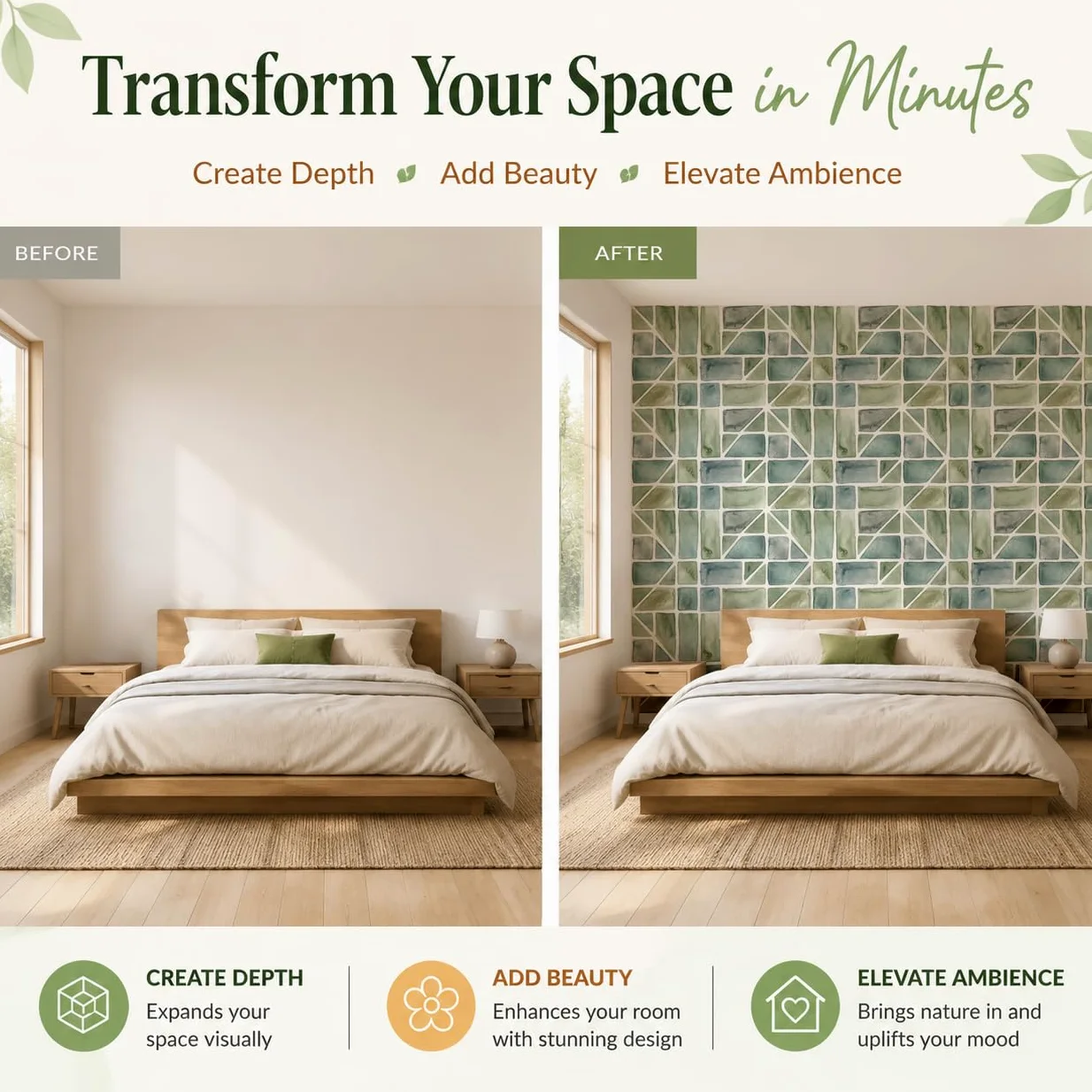 Carta da Parati Panoramica Motivo Geometrico Senza Soluzione Di Continuità 400x280cm Seta Murale per Soggiorno Salotto Camera da letto Ufficio Motivo A Mattoni Acquerello Camera Da Letto Poster Murale