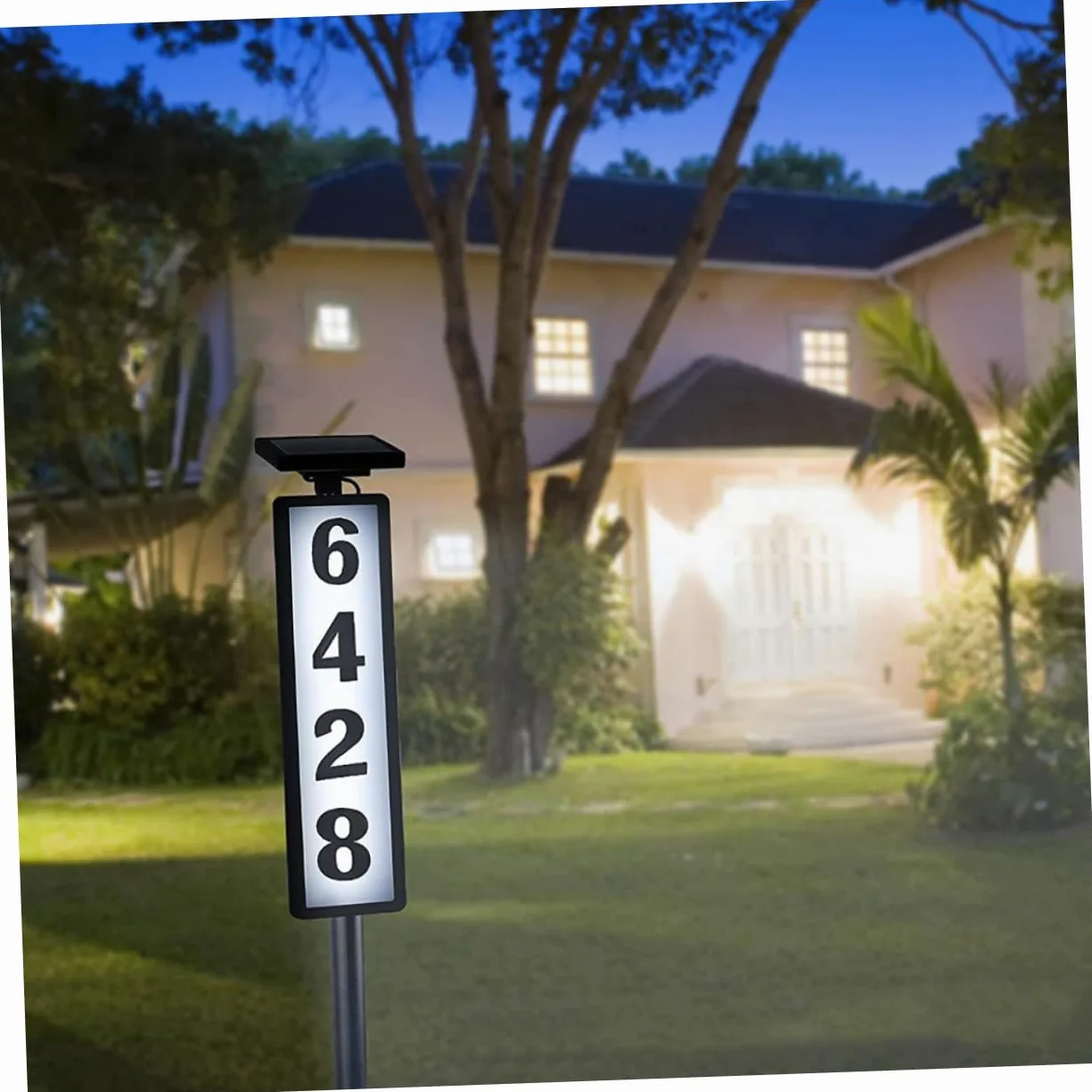 HOMSFOU Luce Solare da Esterno per Numero Civico, Segnaletica Indirizzo, Plastico Nero, Illuminazione e Visibilità per Cortile e Giardino