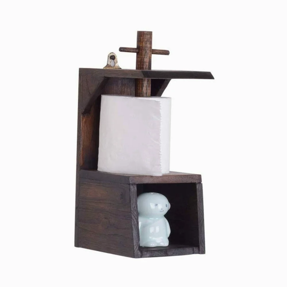 NEECS Portarotolo per Scatola di Carta igienica, Parete retrò in Legno massello Fatta a Mano, Stile retrò Creativo, Forte e Durevole