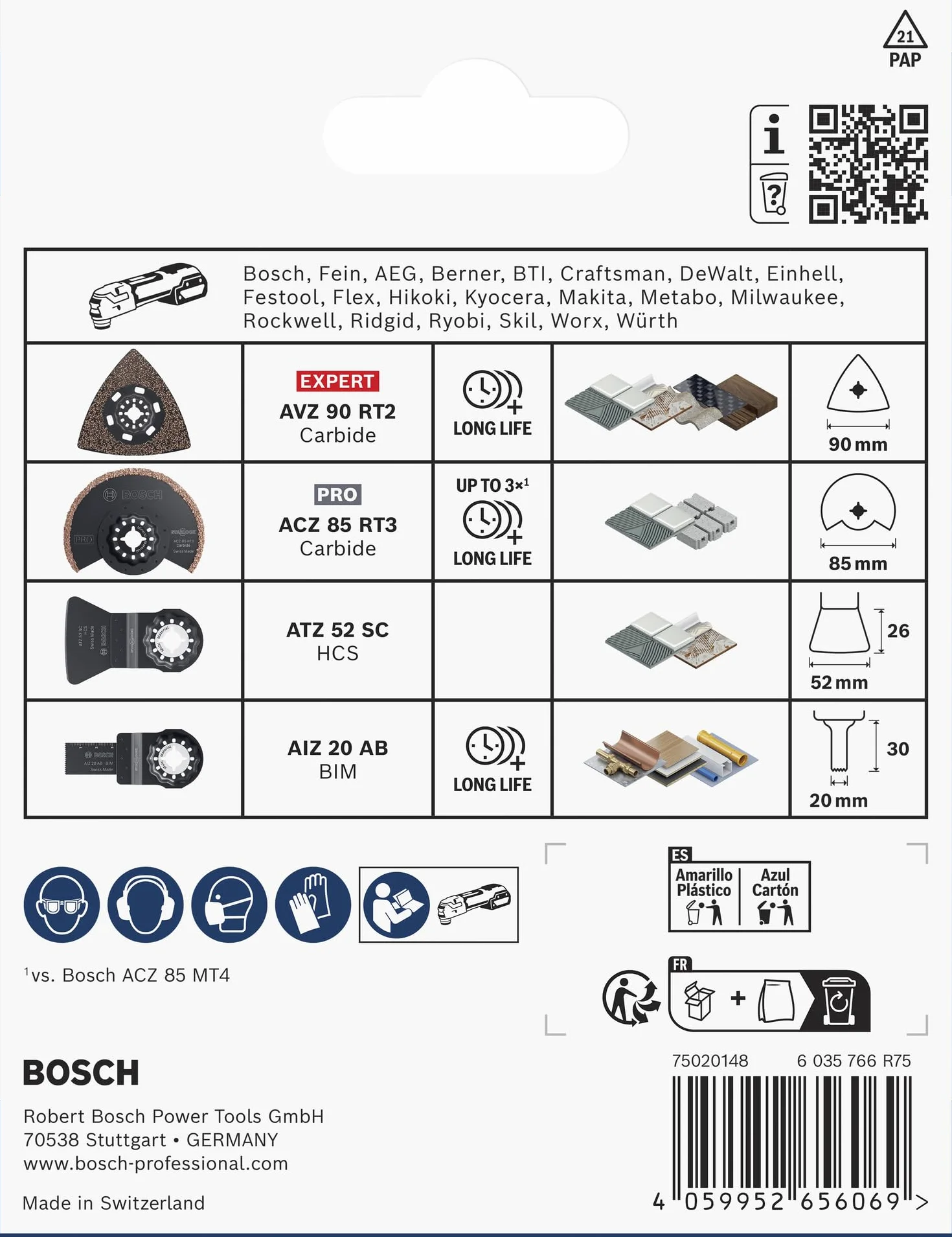 Bosch Set 4X per piastrellatura 134 x 104 mm accessorio multicutter