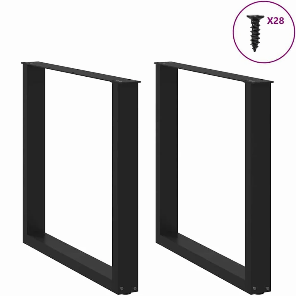 vidaXL Gambe per tavolo da pranzo a forma di U 2 pz nere 80x(72-73) cm in acciaio