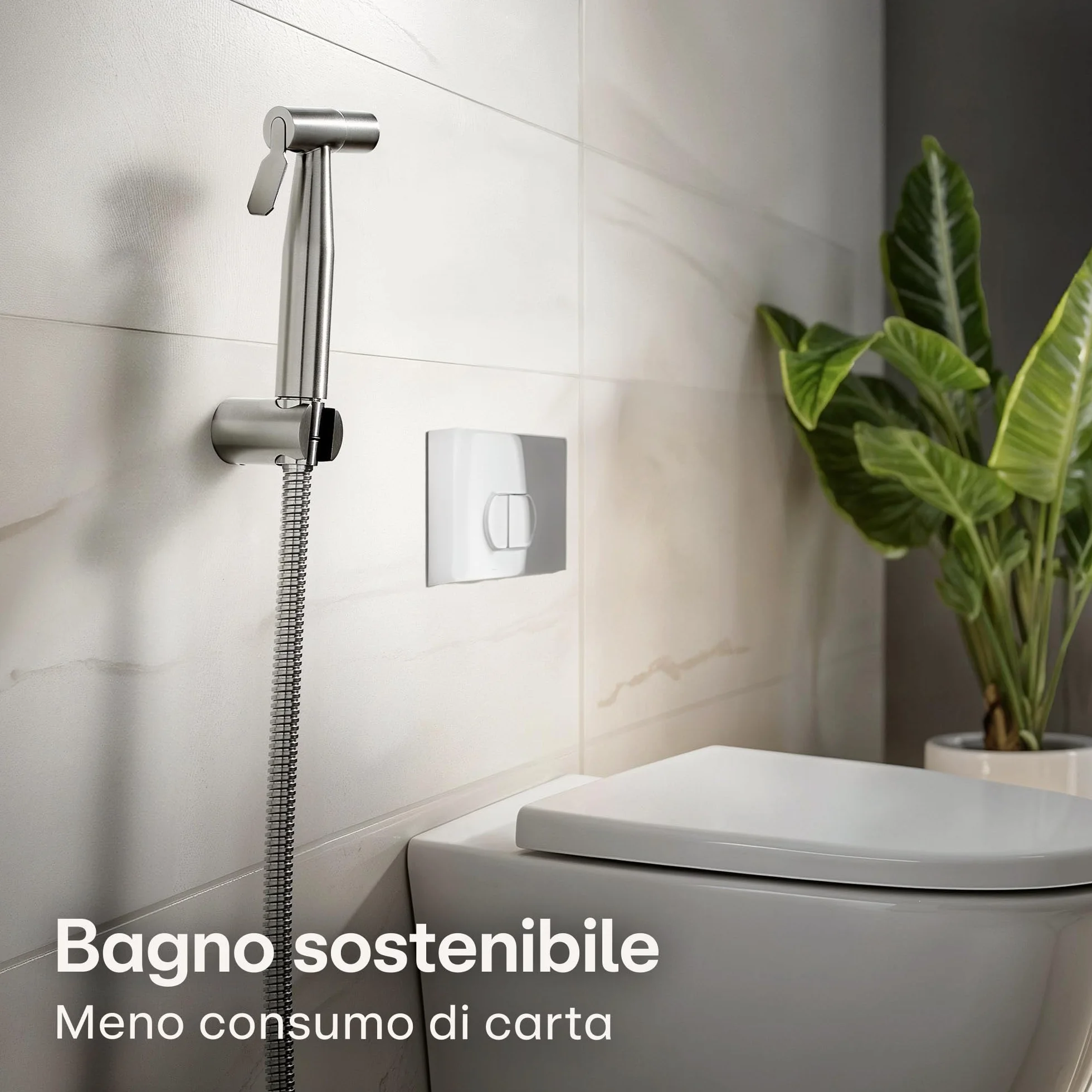 Bidet Spruzzatore con Doccetta e Supporto in Acciaio Inox per WC e Lavabo