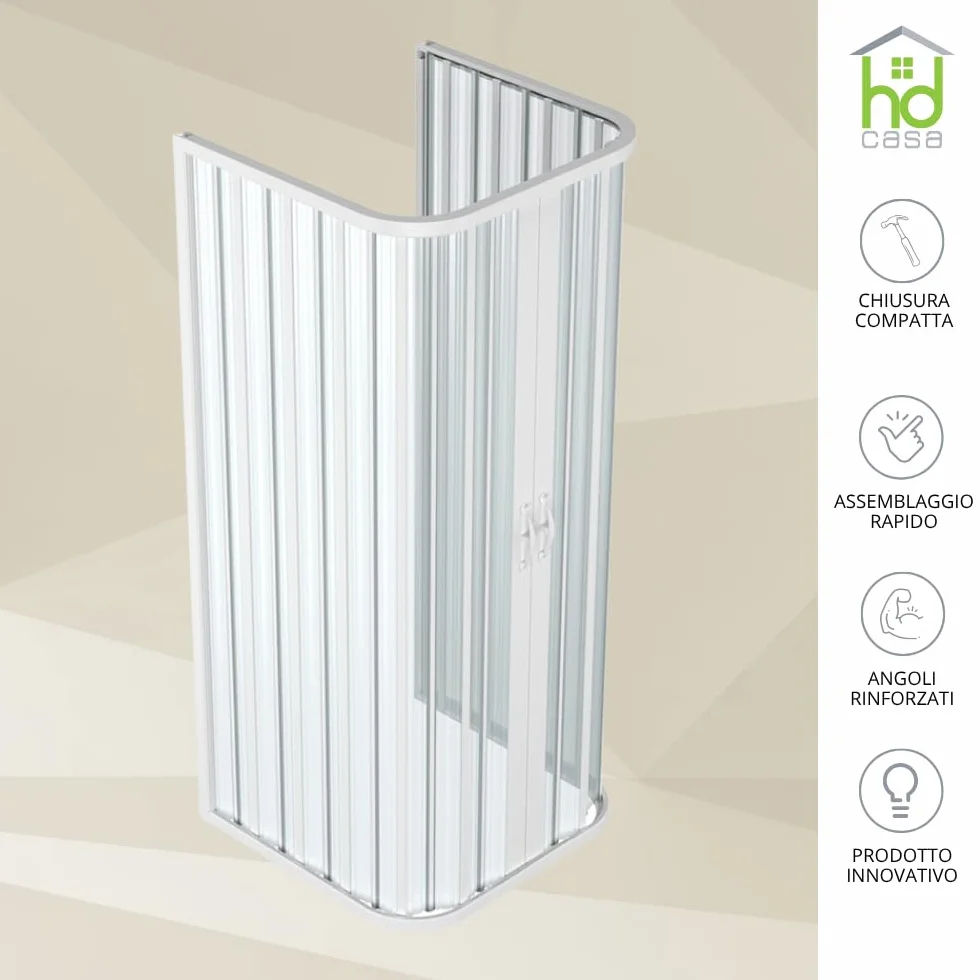 HD CASA Box Doccia a Soffietto Dora 75x75x75 cm Cabina Angolare Salvaspazio PVC Made in Italy