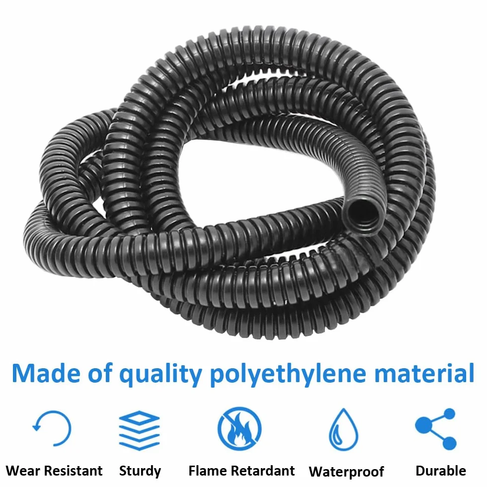 Tubo Corrugato Flessibile Auto 10mm 10 Metri Guaina Isolante Protettivo Cavi Elettrici Bianco