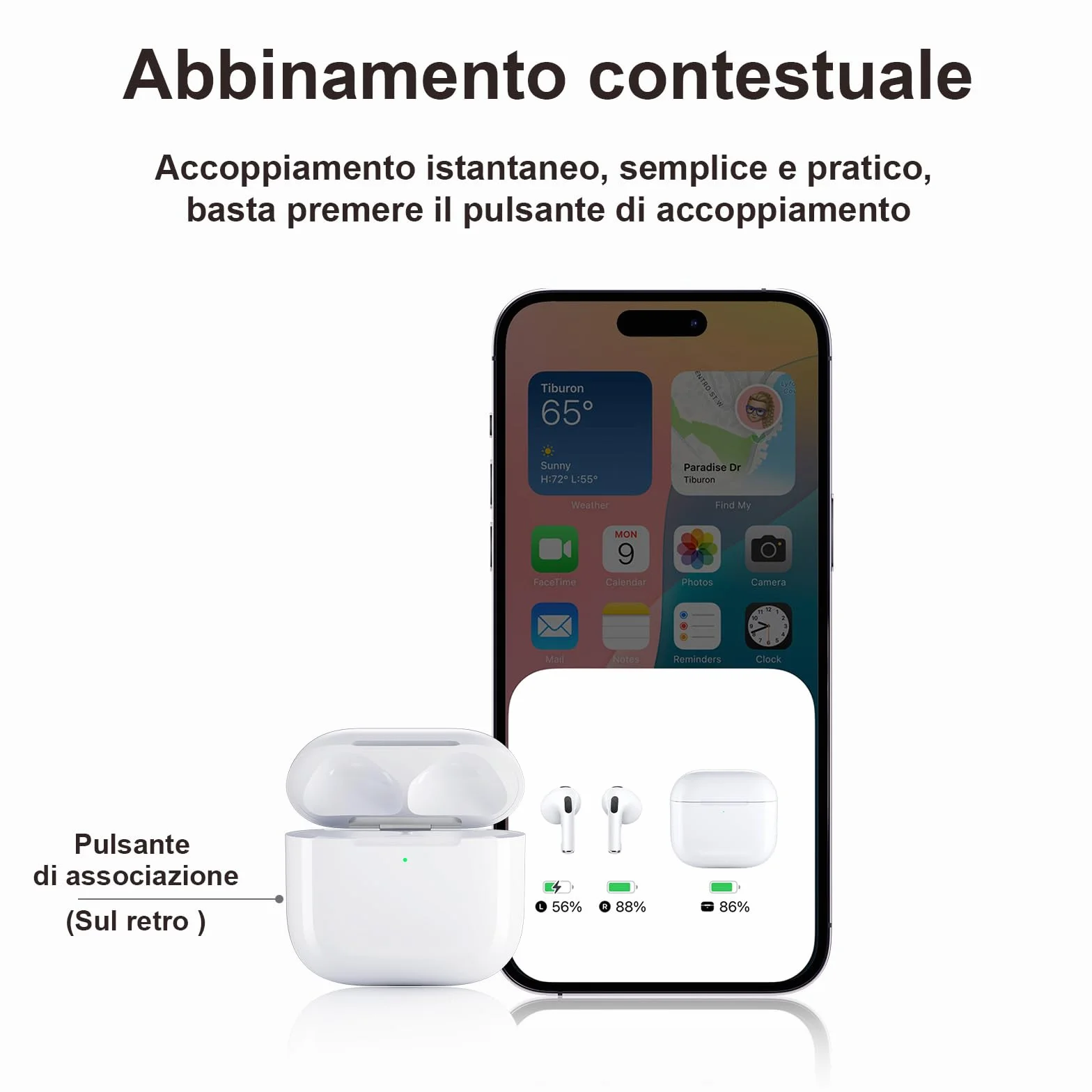 Uluck Custodia di ricarica wireless compatibile con AirPods 4, ricambio originale, pulsante di sincronizzazione di accoppiamento Bluetooth