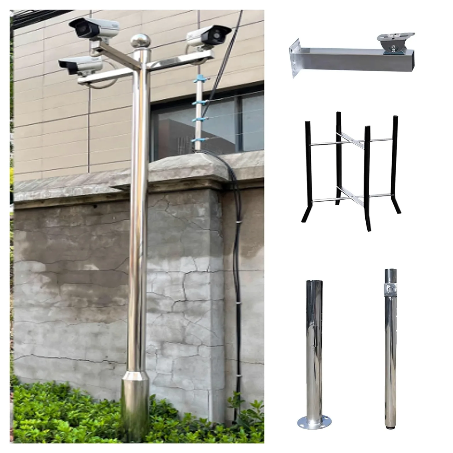 Generico Palo per Telecamera di Sicurezza - Palo per Telecamera di Sicurezza - Supporto Regolabile per videosorveglianza Esterna per casa e Fattoria per Un monitoraggio e Una Durata Migliori (L, 2,5