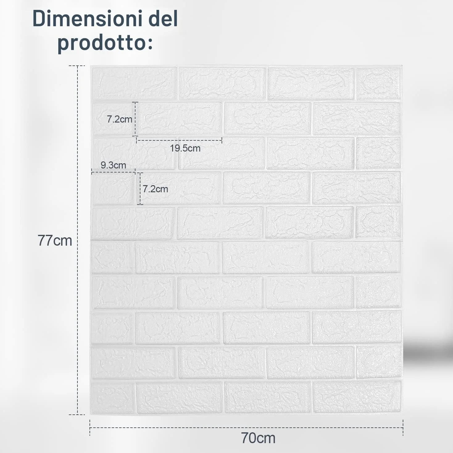 Herrselsam Carta da parati autoadesiva, 50 pezzi, pannelli da parete 3D, autoadesiva, in mattoni, impermeabile, effetto pietra, 5 mm, adatta per cucina, soggiorno, 77 x 70 cm, colore bianco