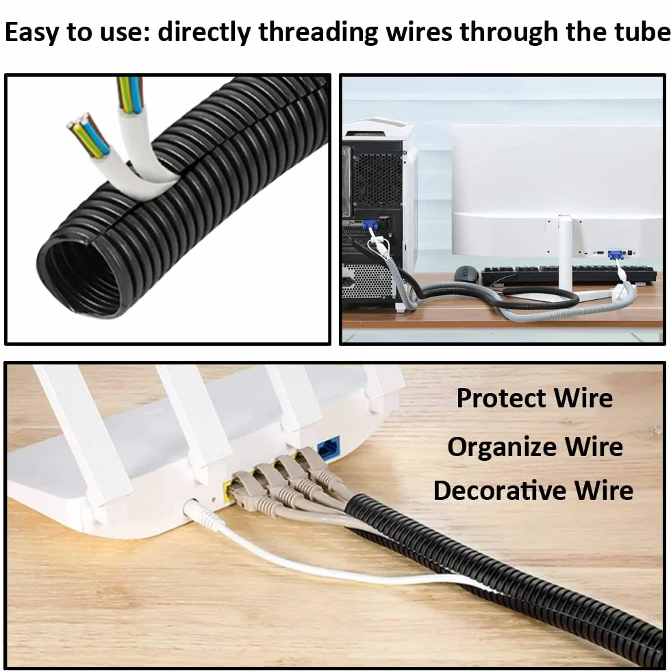 Tubo Corrugato Flessibile Auto 10mm 10 Metri Guaina Isolante Protettivo Cavi Elettrici Bianco