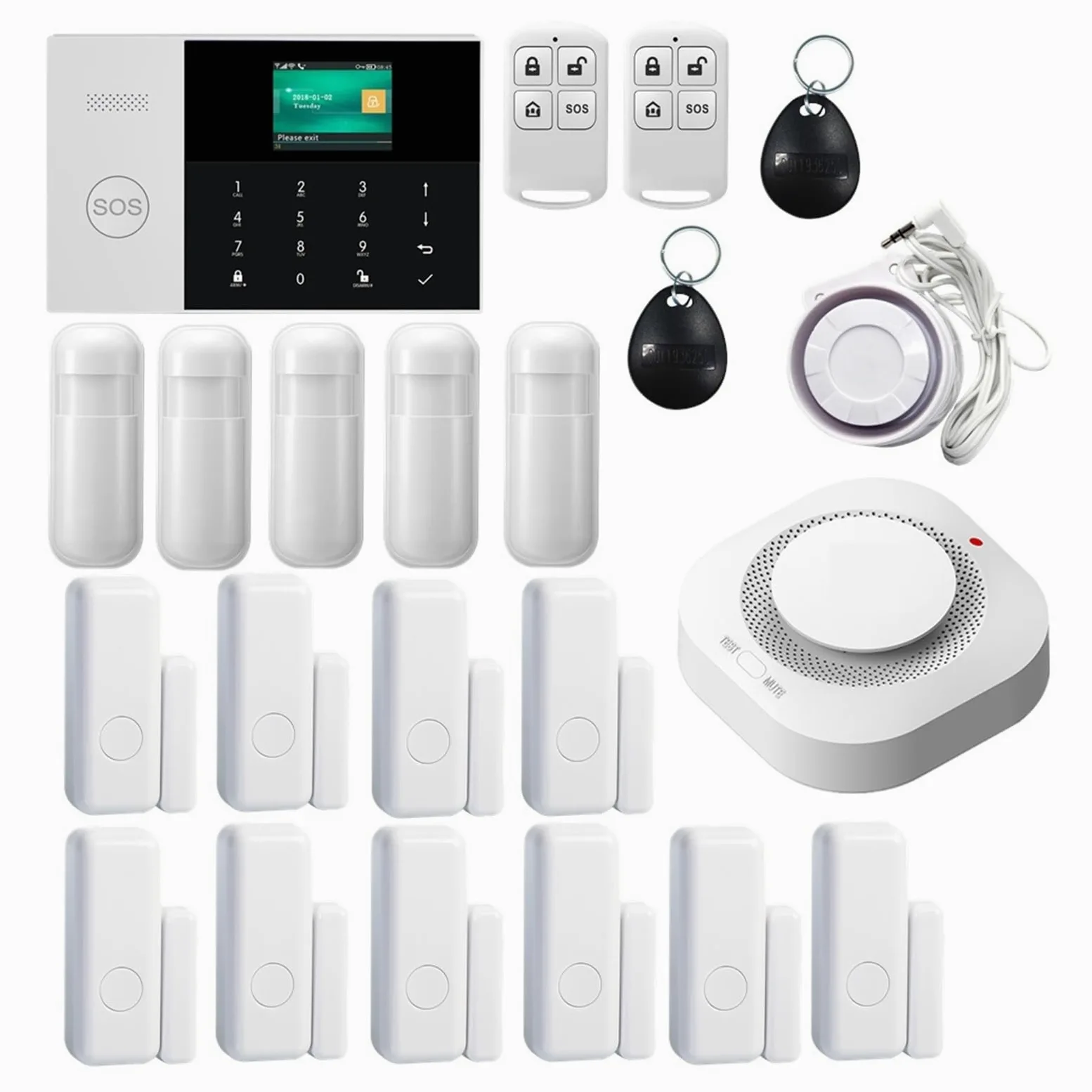 Allarme Intelligente 433MHZ App Telecomando Tastiera Touch LCD Wireless SIM gsm RFID Sensore di Allarme Antifurto Domestico(Set 3)