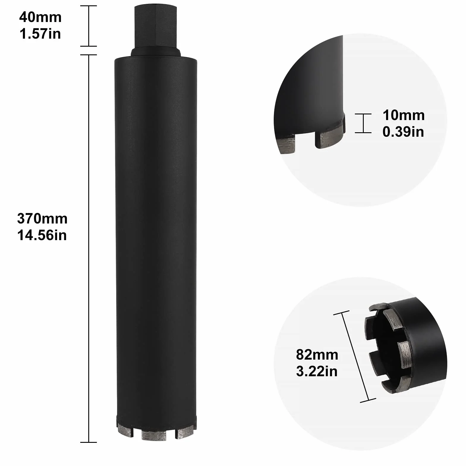CPROSP Corona diamantata 82 mm 1¼" UNC 420 mm punta per trapano calcestruzzo cemento armato