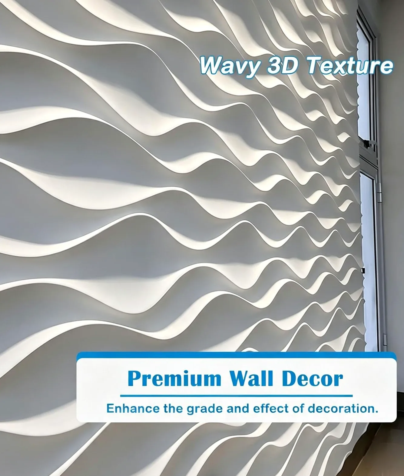 Pannelli Decorativi per Pareti Set da 4 Pannelli Murali 3D Ondulati in PU, Moderno Rivestimento | Rivestimento Murale Impermeabile Bianco per Pareti Decorative, Corridoio, Hotel, Ristorante, Reception e Spazi Commerciali