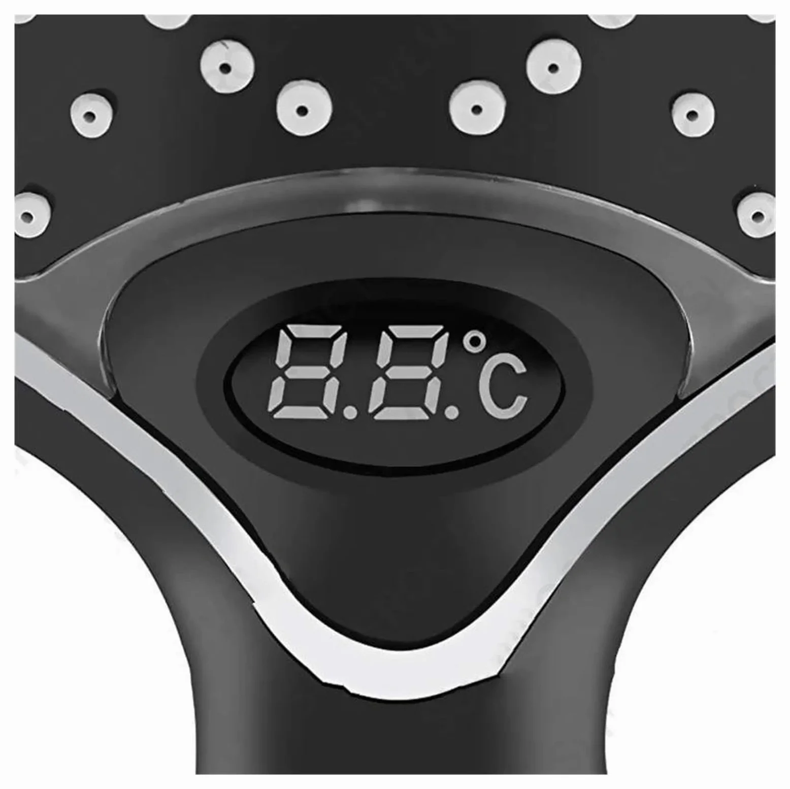 Soffione doccia a LED con sensore digitale, controllo della temperatura, 3 colori, getto d'acqua piovana, risparmio idrico, alta pressione, grande soffione doccia per bagno(Black)