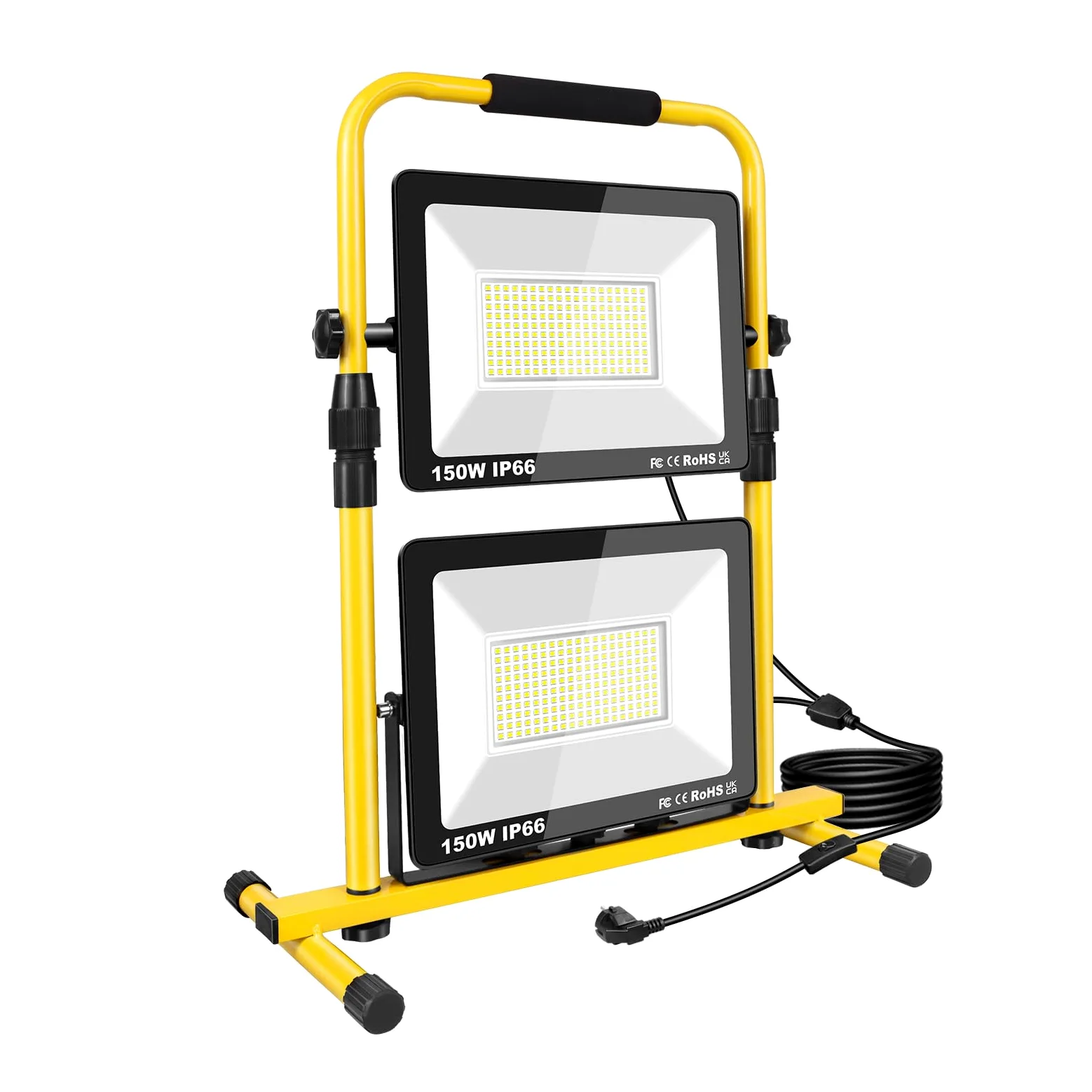 SKYWORLD 300W Faretto Led da Cantiere, 30000LM Faro da Cantiere Portatile | Proiettori Faretti Led con 5M Cavo e Spina, Impermeabile Lampada per Lavori Officina Garage Giardino Cantieri, 6000K Bianco