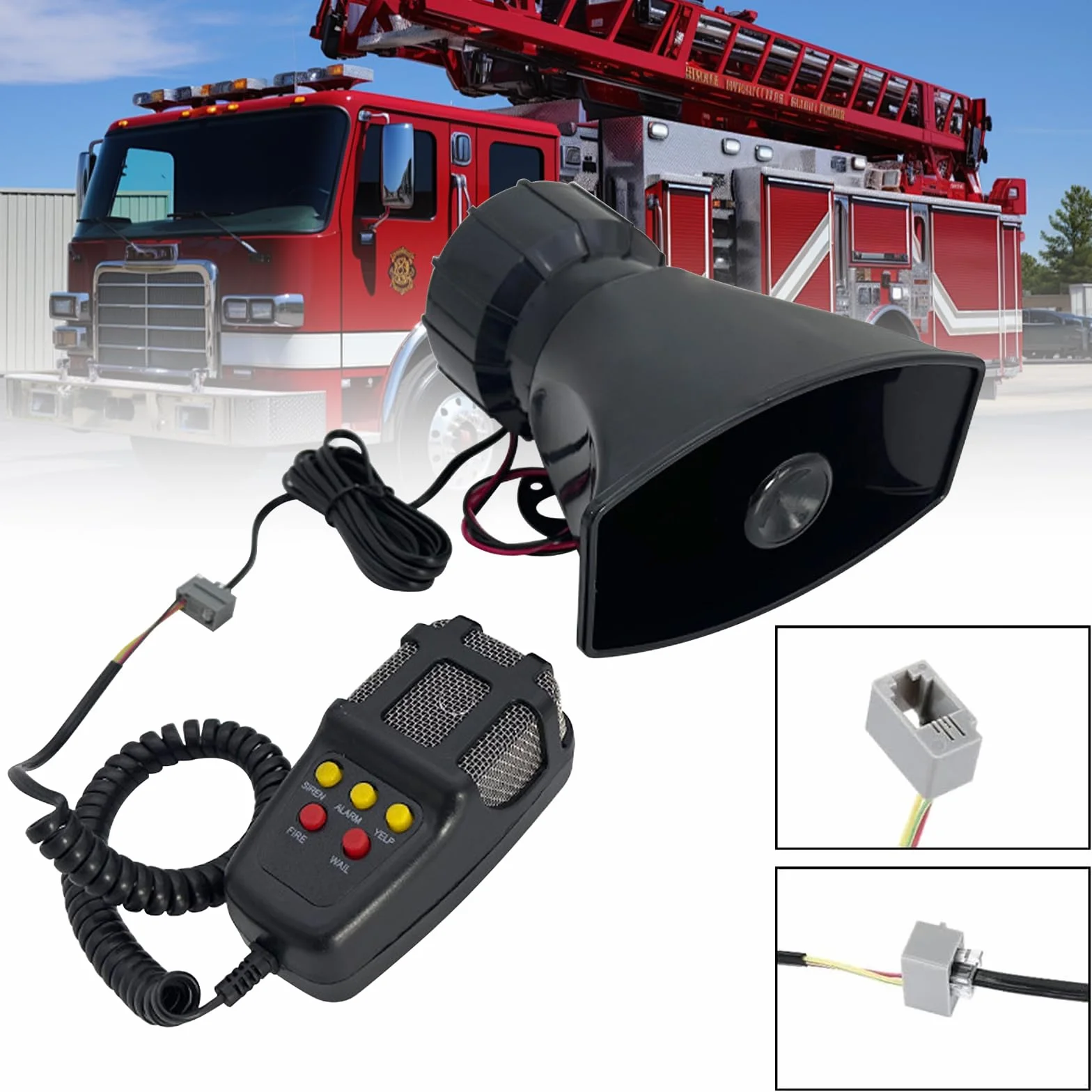 Sirena Autos,12V 100W Sirena Senzas Fili,Audio Autos Sirena,Sirena Per Auto Con 7 Toni,7 Tono Sound Car Sirena,Altoparlante Per Sirena Per Auto,Moto,Camion,Barca