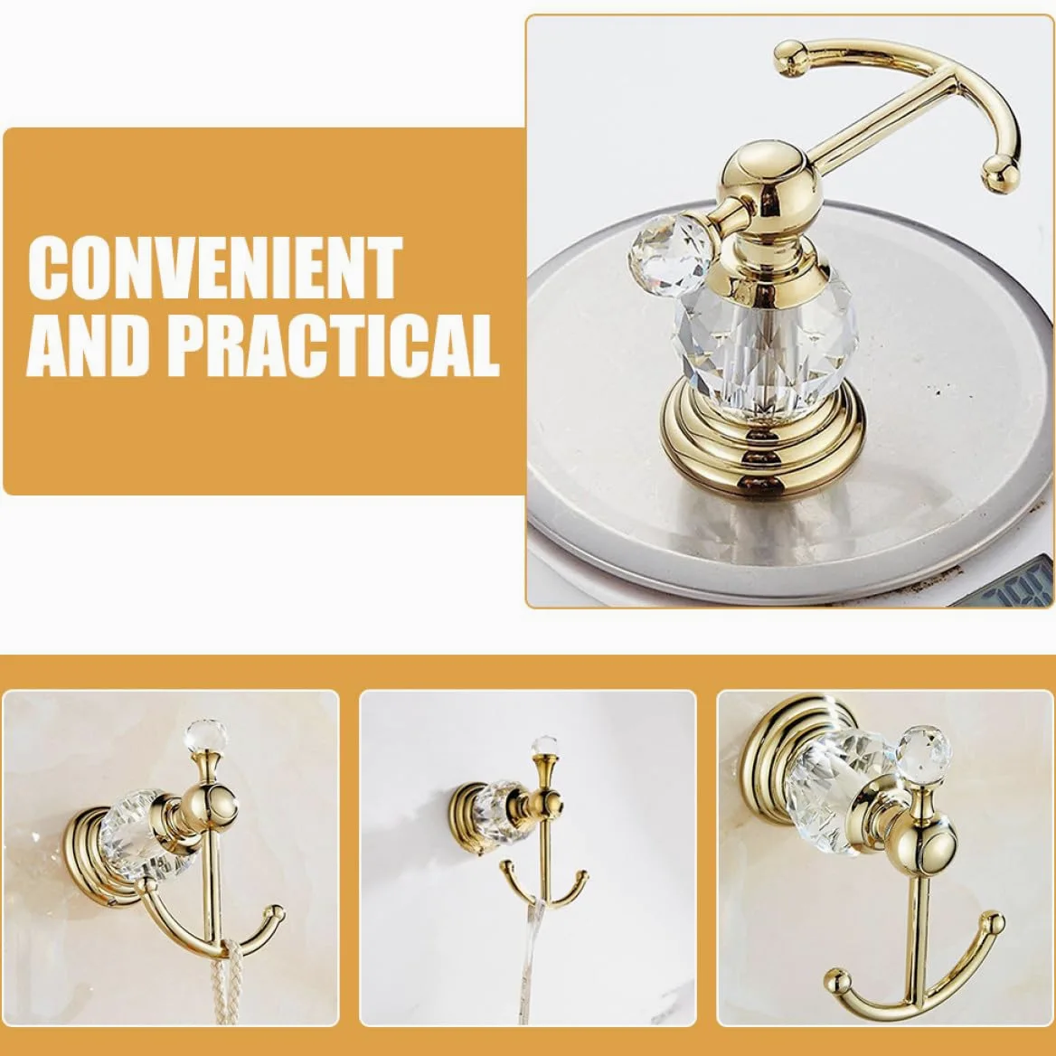Housoutil Gancio da Parete Dorato per Asciugamani e Cappelli Gancio Portaoggetti in Metallo Robusto e Decorativo Salvaspazio per Bagno e Ingresso Supporto per Accappatoi e Abiti