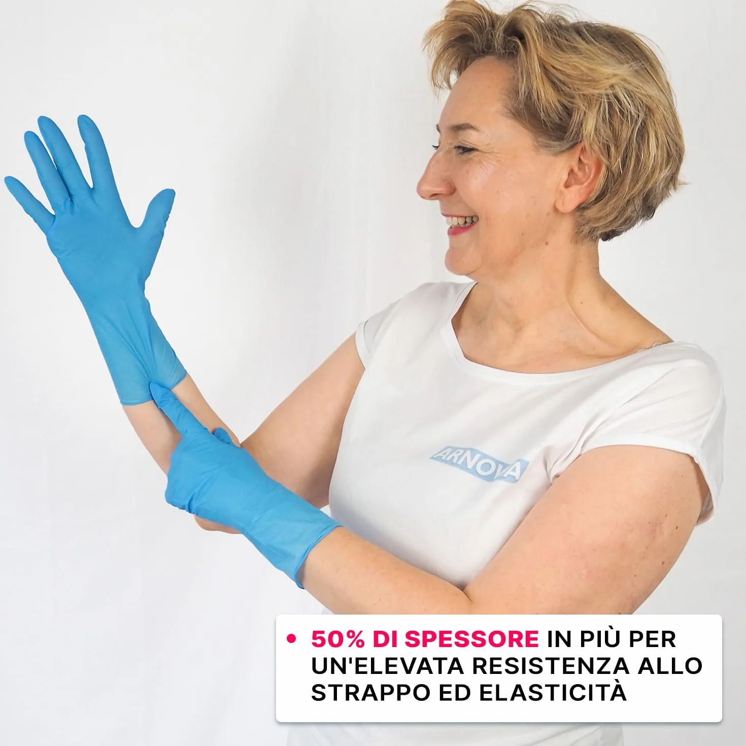 ARNOMED Guanti nitrile monouso blu extra lunghi 30 cm M 100 pz