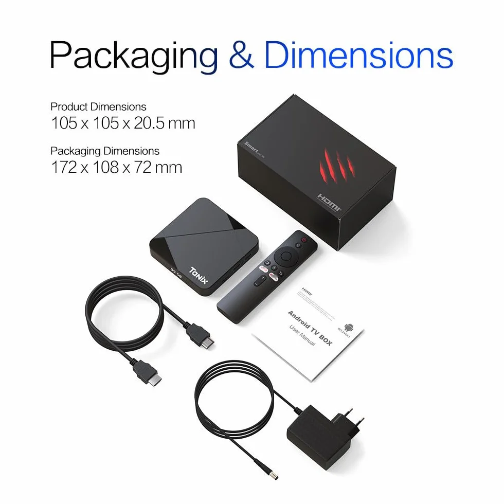 Android TV Box 14.0, scatola con tastiera wireless, scatola Android con amlogic S905W5 Quad Core 64 bit CPU, AV1 4K 3D USB 3.0 BT 4.2 TV Box,4GB+32GB