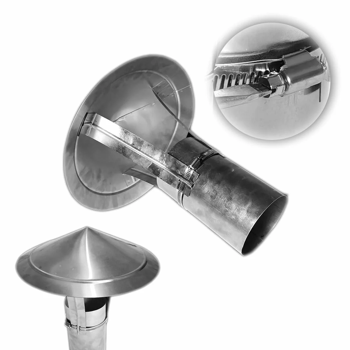 Copertura canna fumaria in acciaio inox | 50-300 mm, Scenario di utilizzo: ventilazione del camino e scarico fumi